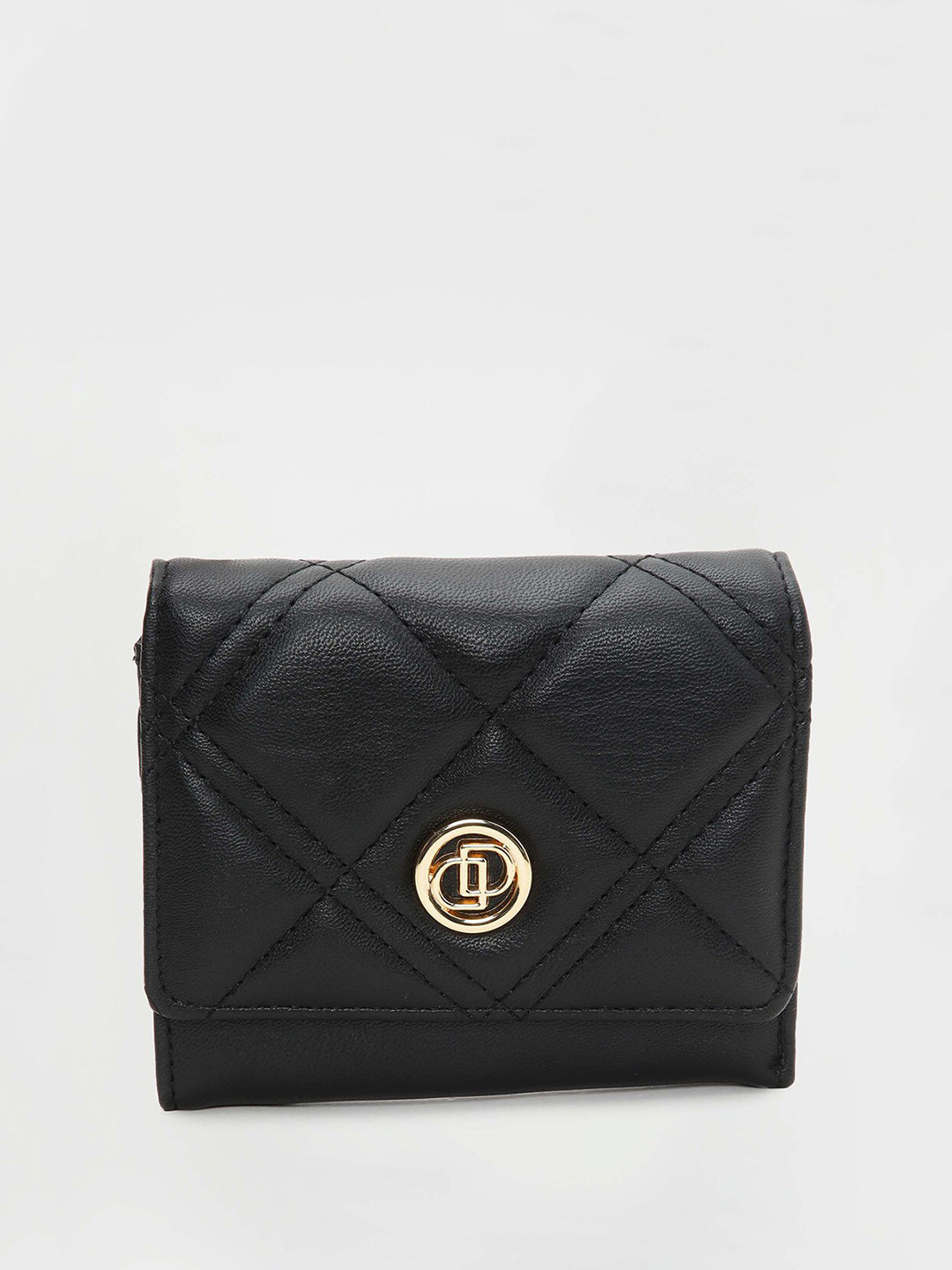 

max Women PU Self Design Envelope Wallet, Black
