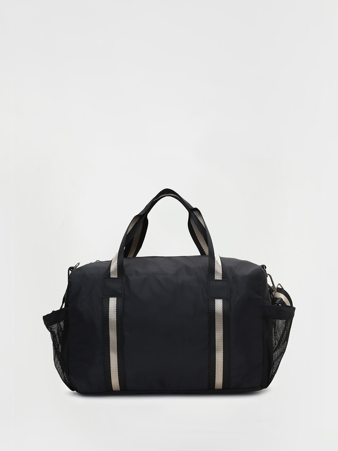 

max Duffel Bag with Striped Straps, Black