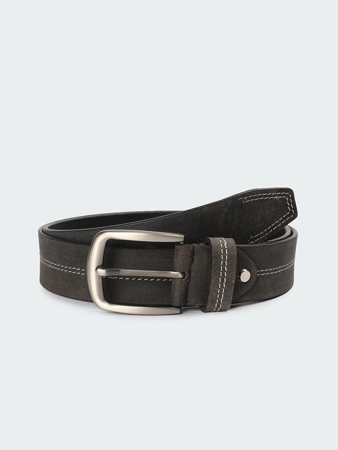 

max Men Textured Leather Wide Belt, Black