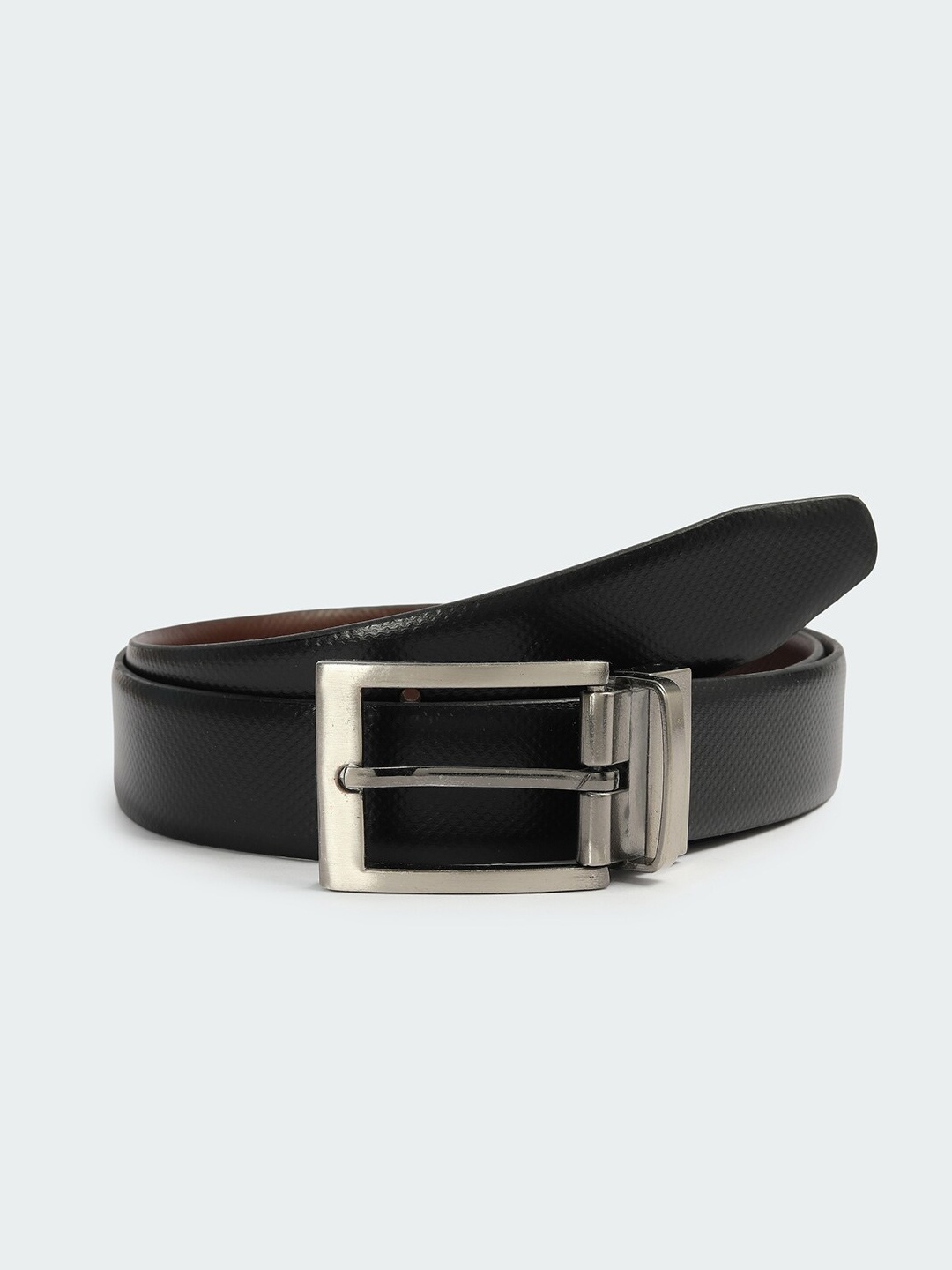 

max Men Textured Leather Wide Belt, Brown
