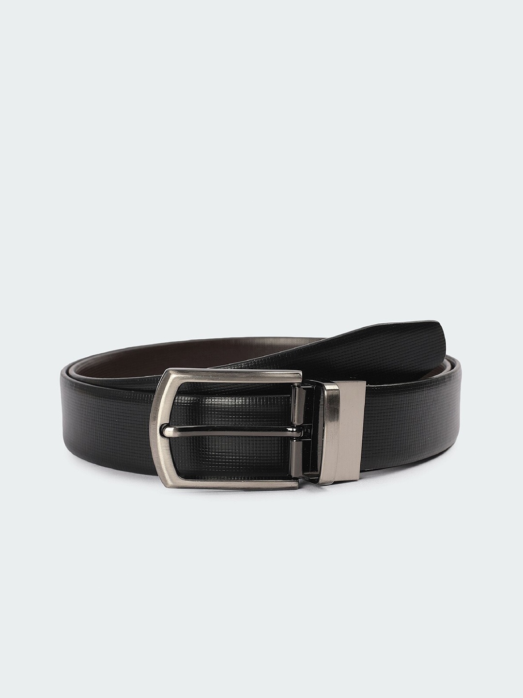 

max Men Textured Leather Wide Belt, Brown