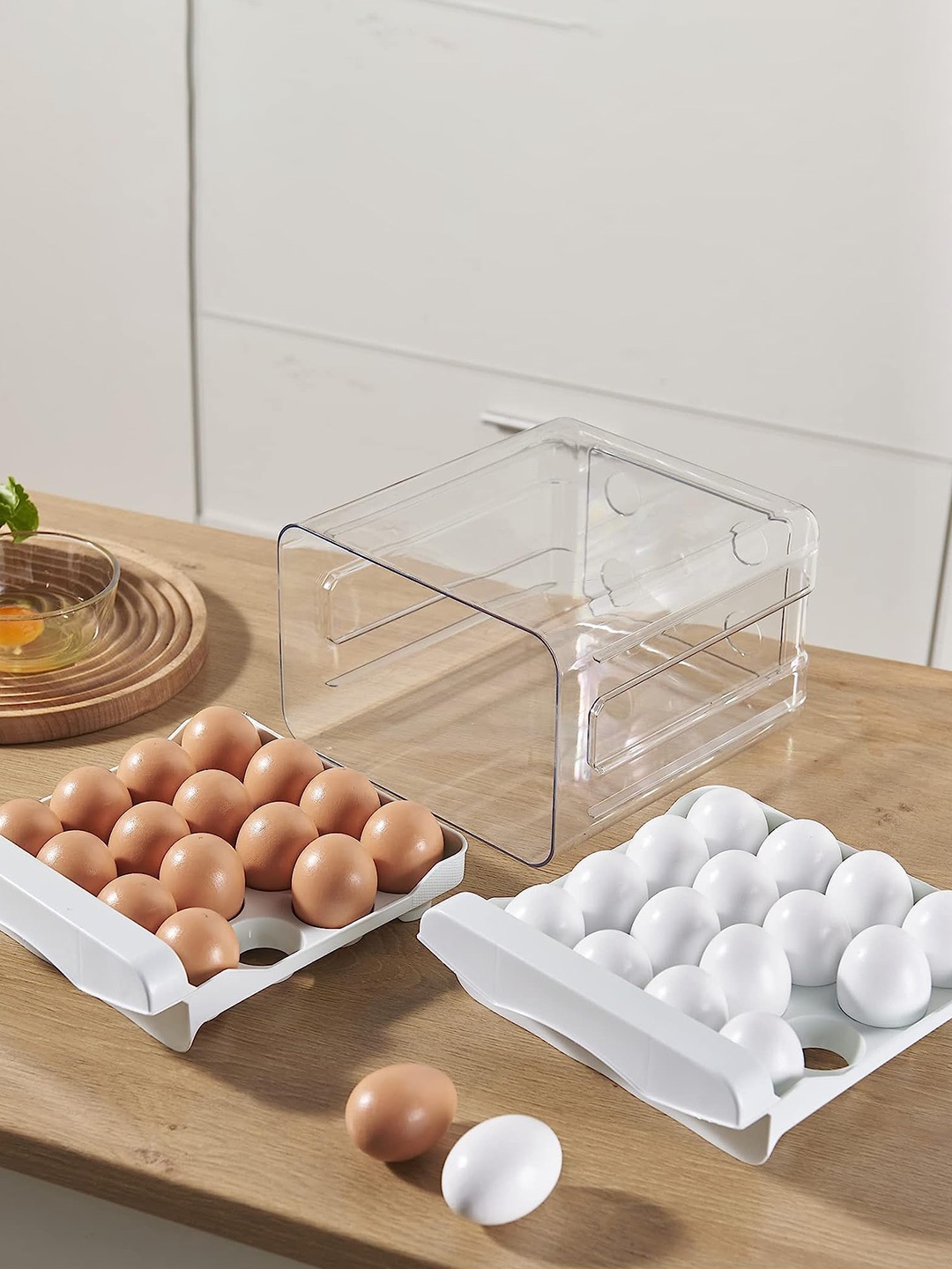 

HomeCloud White Large Capacity Drawer Egg Holder