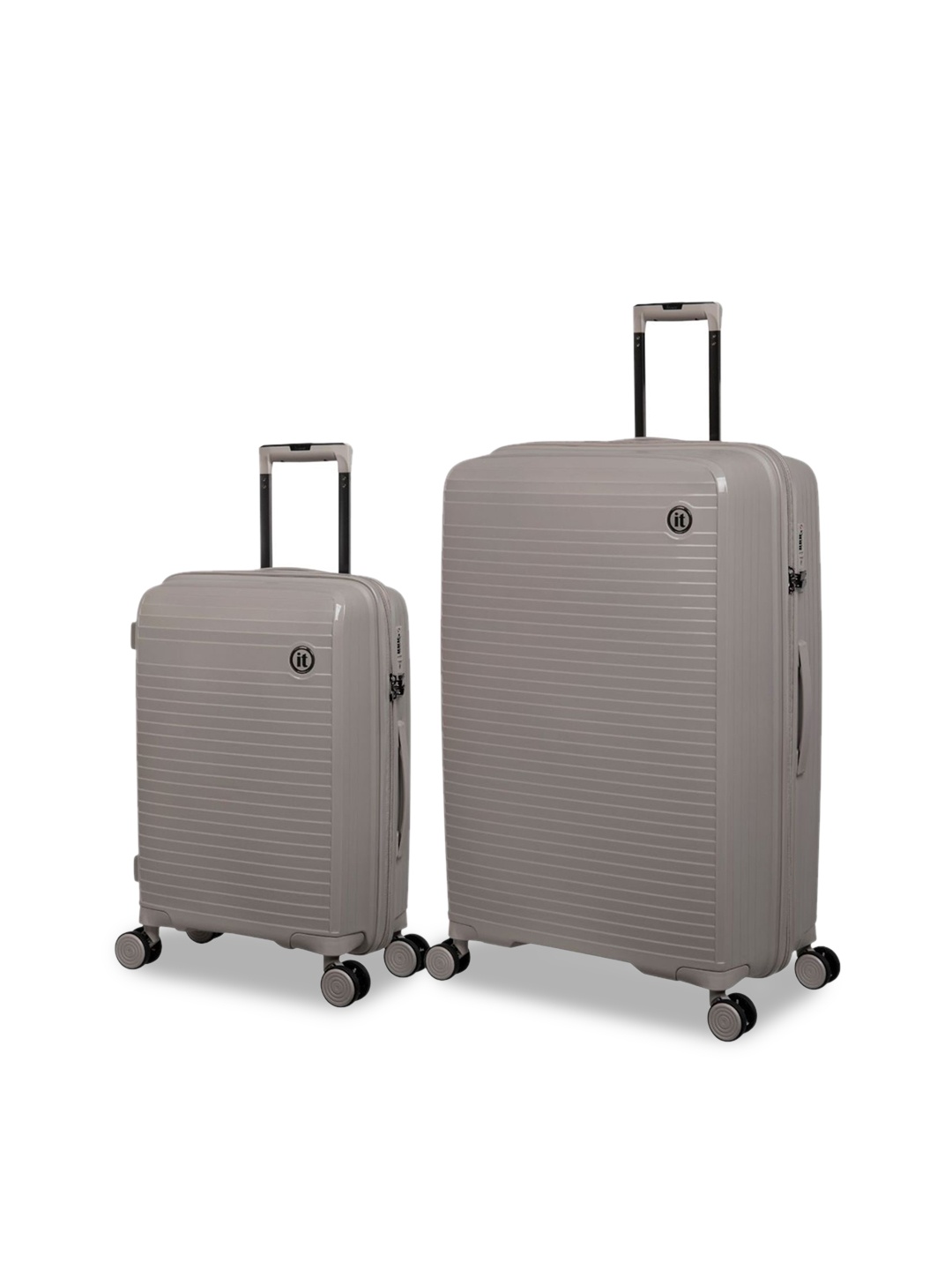 

IT luggage Spontaneous Set Of 2 Striped Hard-Sided Large Trolley Suitcase, Beige