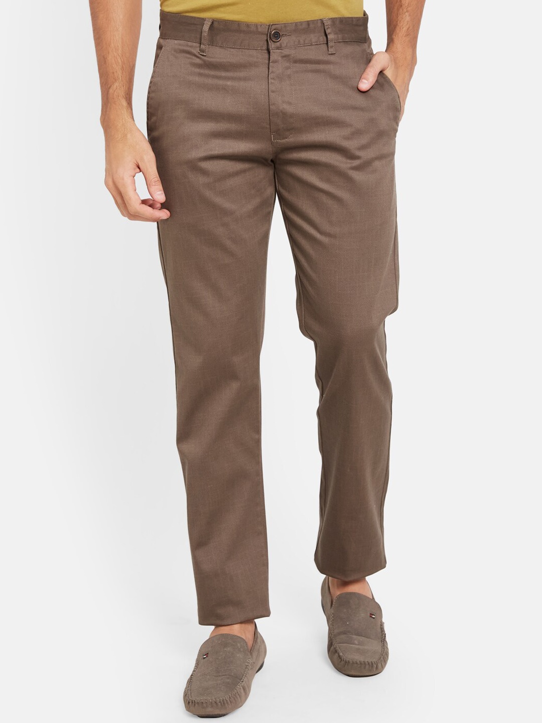 

Octave Men Mid-Rise Regular Fit Cotton Chinos, Brown