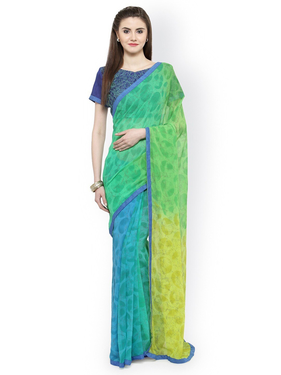 

HRITIKA Abstract Printed Saree, Blue