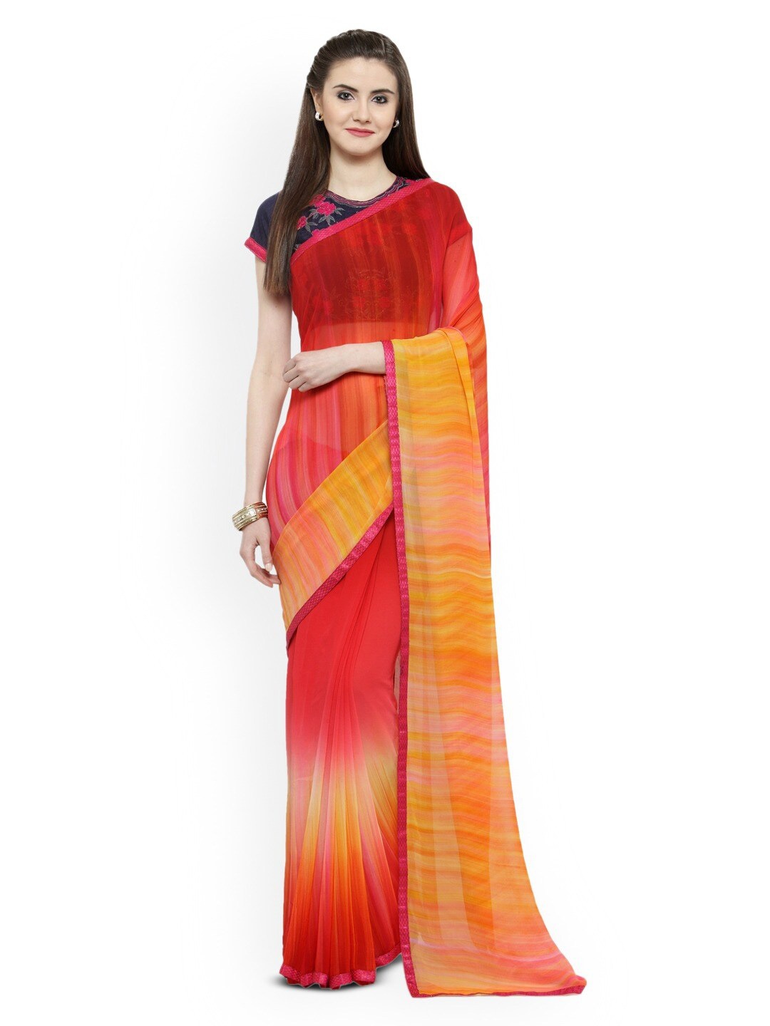 

HRITIKA Ombre Saree, Red