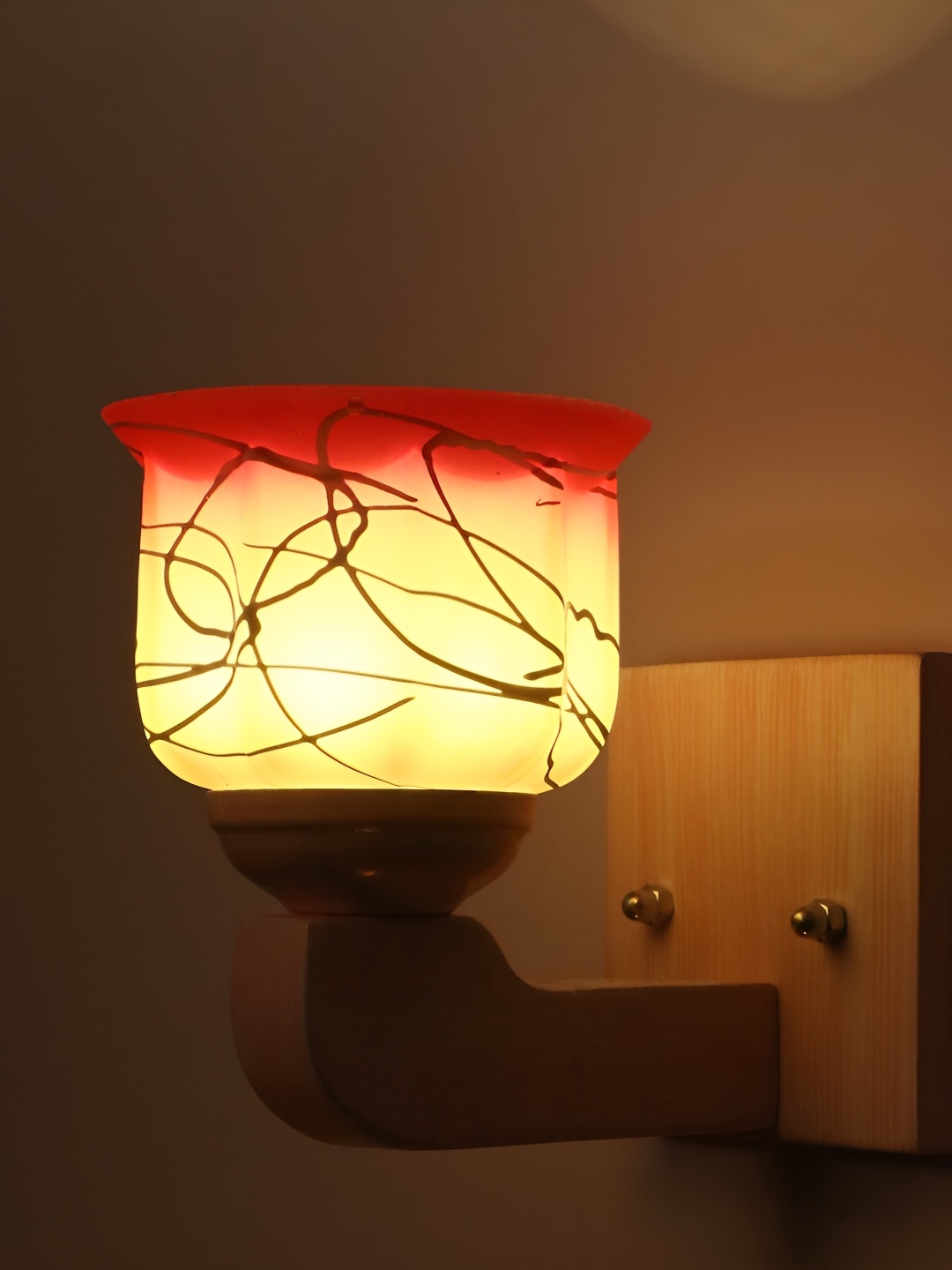 

Afast White & Red Printed Glass Wall Lamp