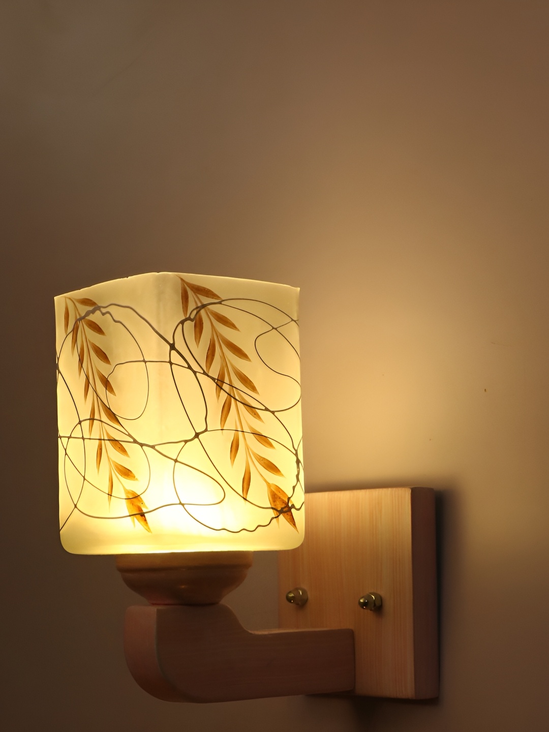 

Afast White & Brown Printed Glass Wall Lamp