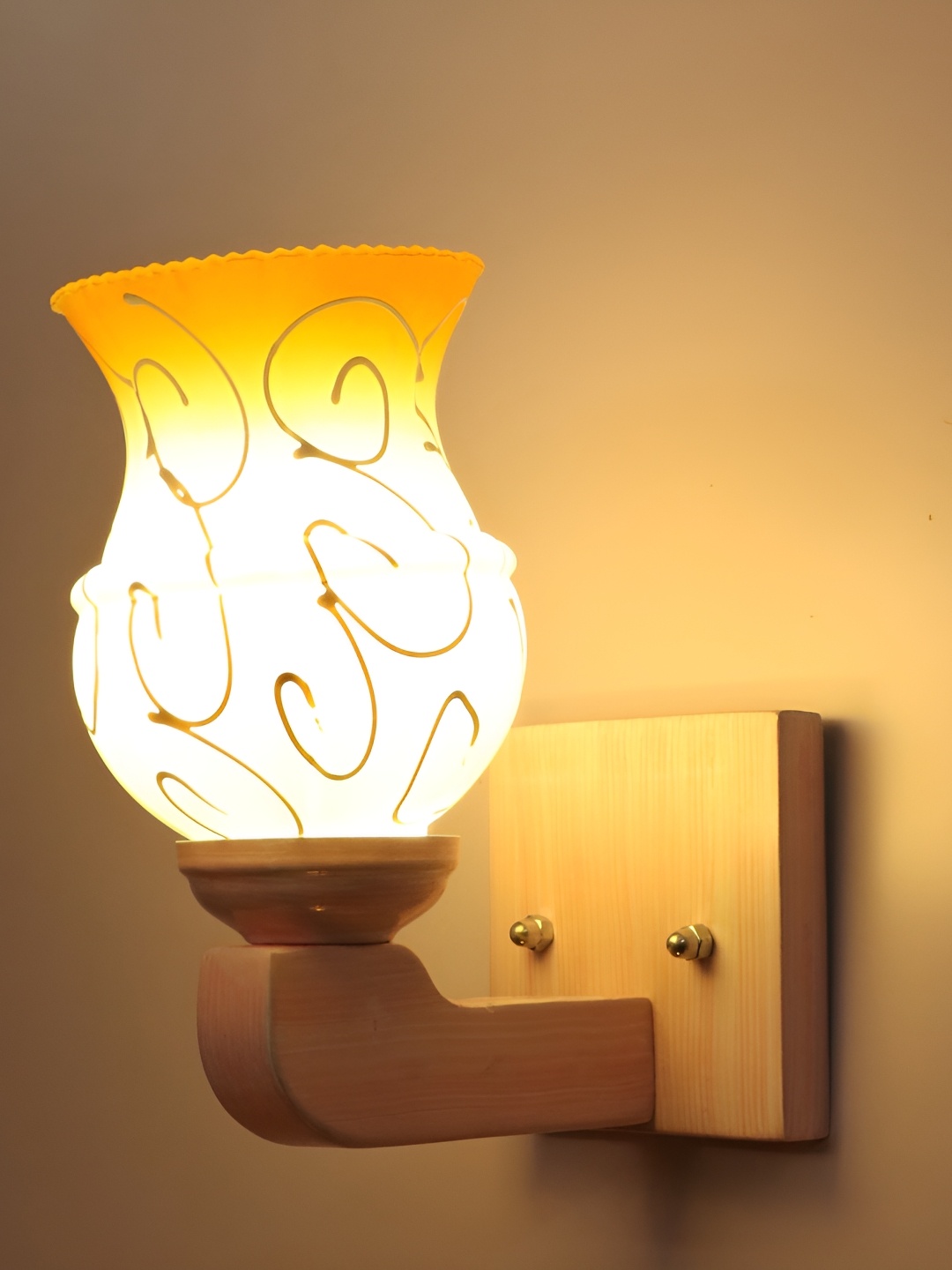 

Afast White & Yellow Printed Glass Wall Lamp