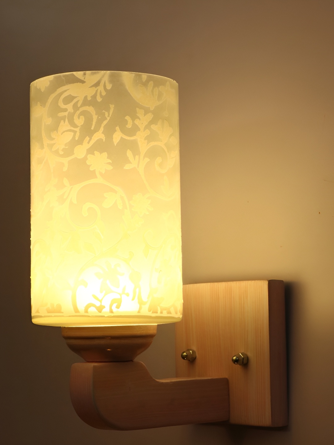 

Afast White Floral Printed Glass Wall Lamp