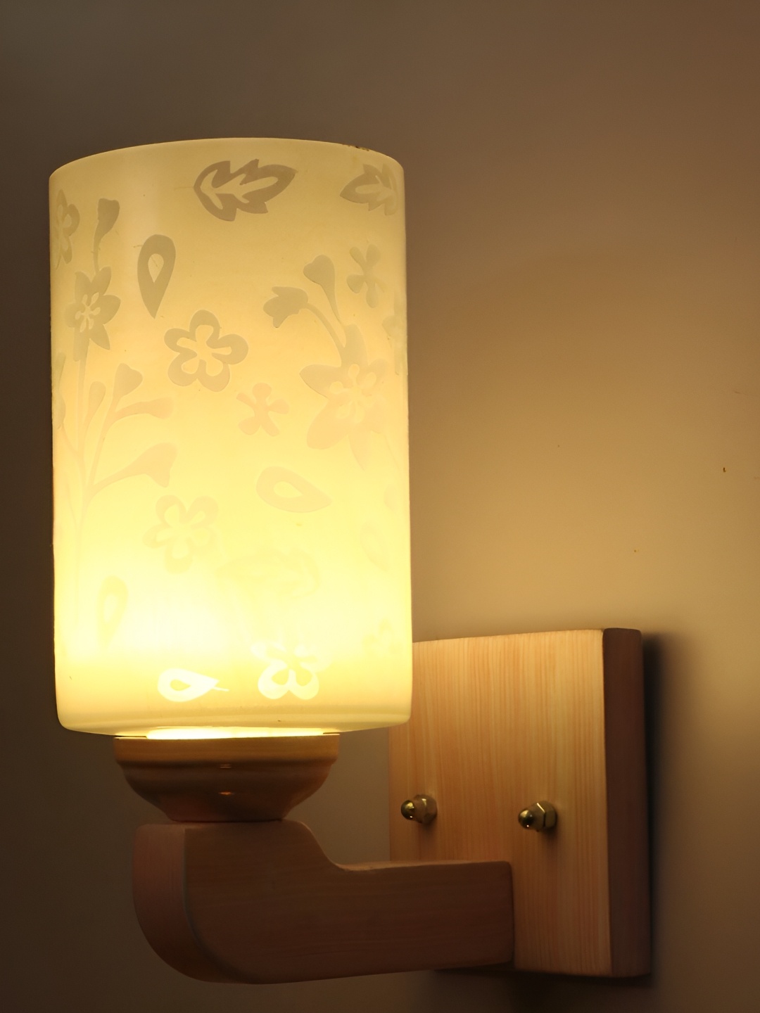 

Afast White Floral Printed Glass Wall Lamp