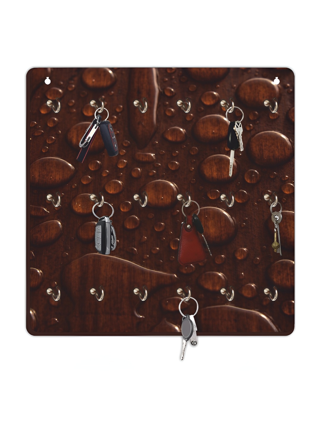 

CVANU Brown Printed Wooden 18 Hooks Key Holders