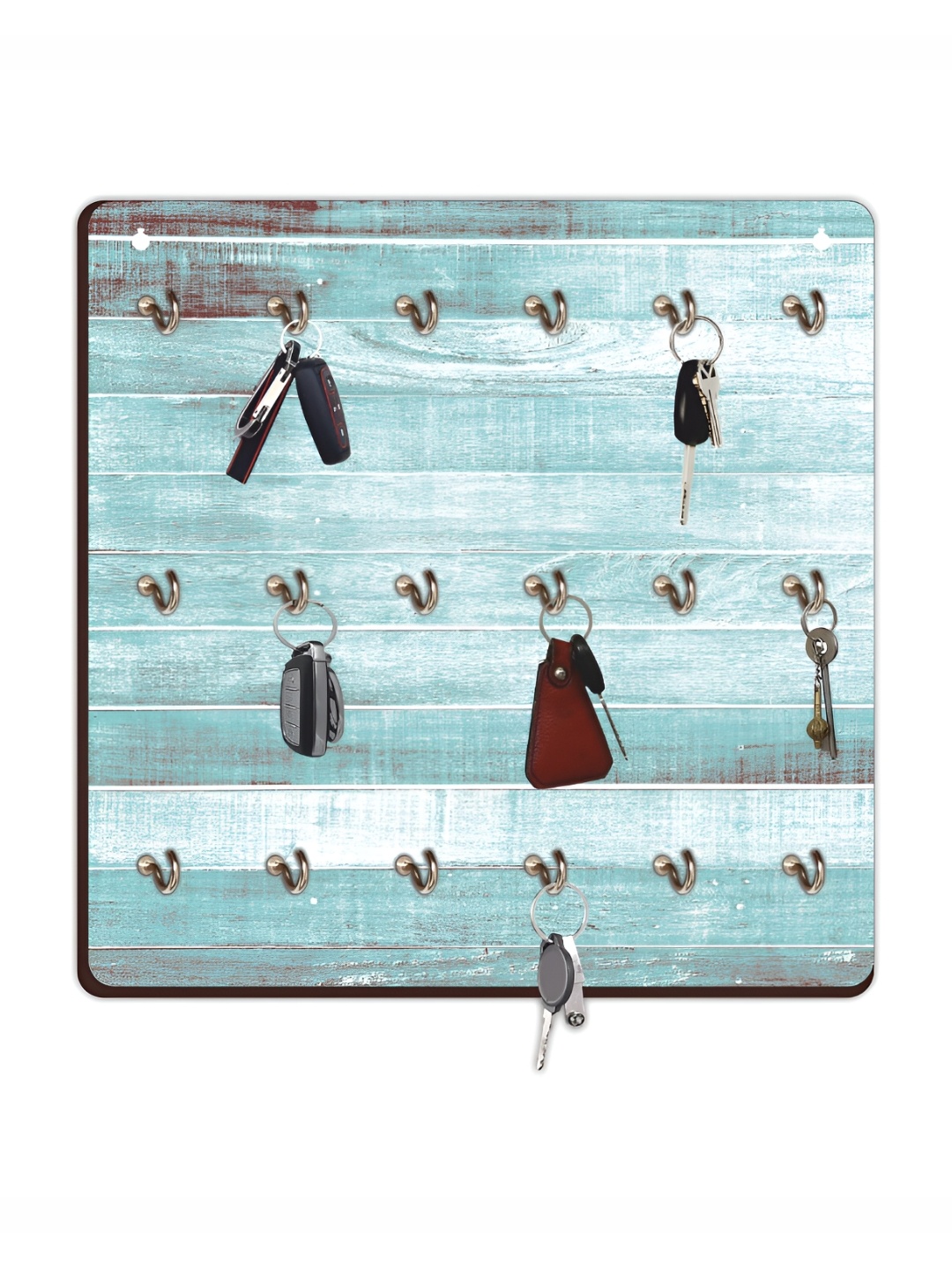 

CVANU Blue Printed Wooden 18 Hooks Key Holders