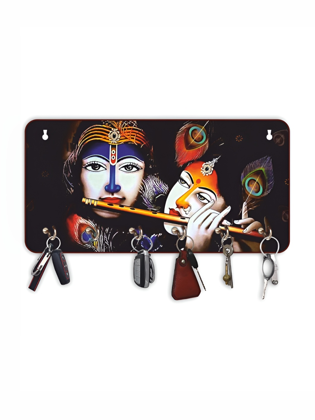 

CVANU Black & White Printed Wooden 6 Hooks Key Holders