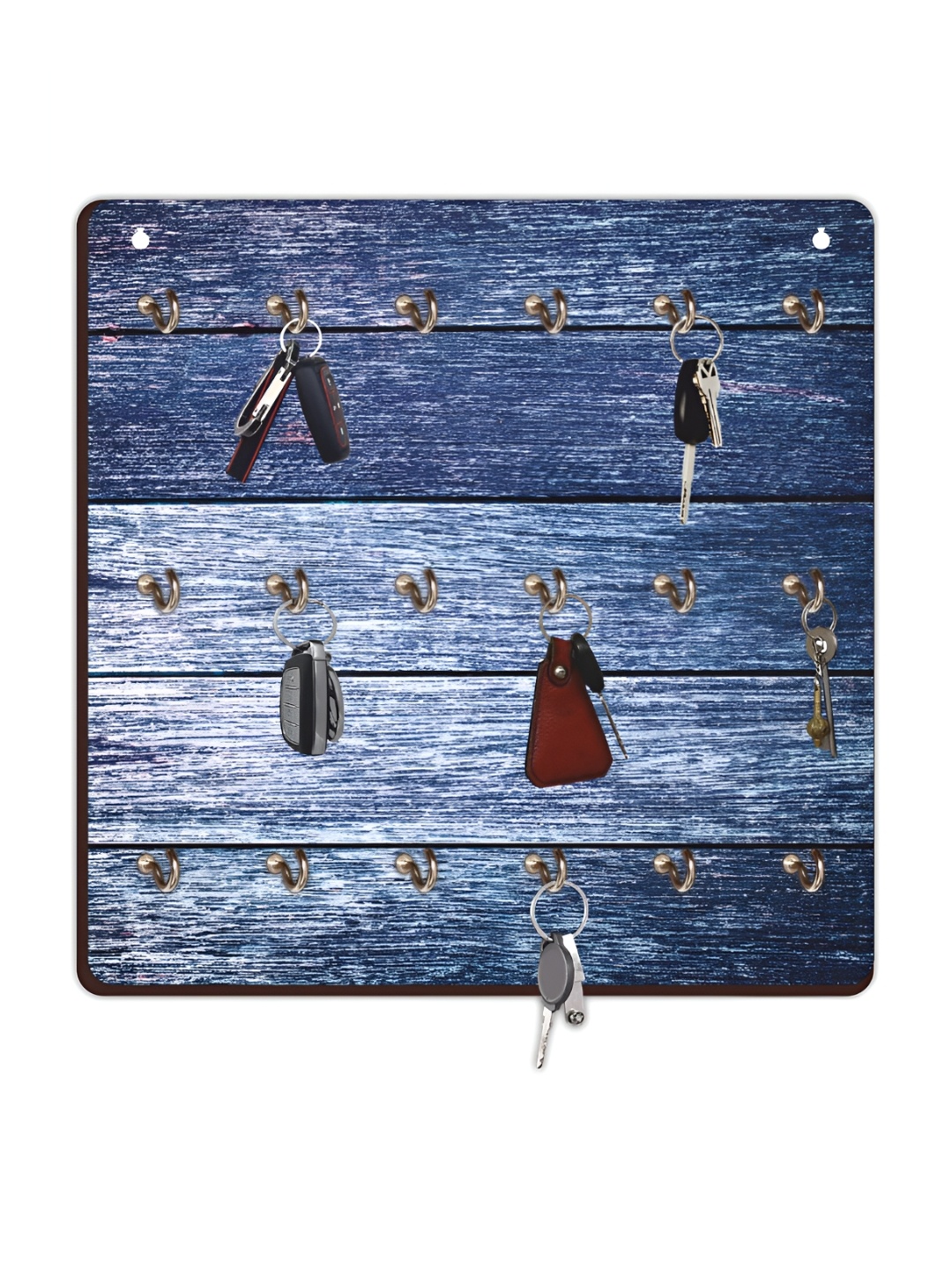 

CVANU Blue Printed Wooden 18 Hooks Key Holders