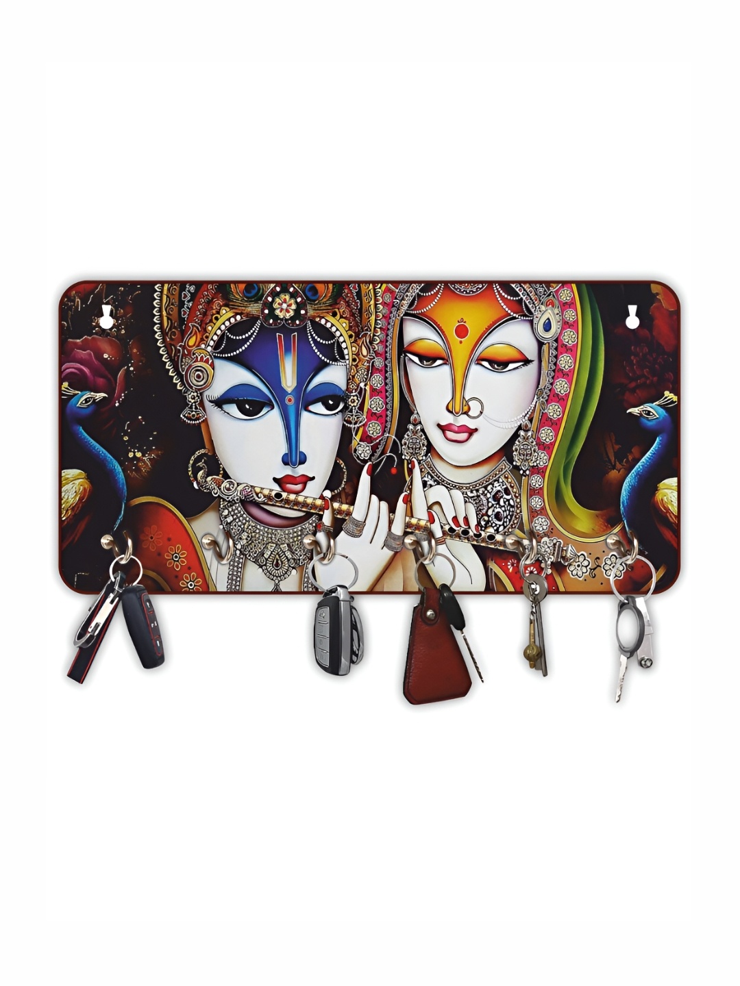 

CVANU White & Black Printed Wooden Key Holder