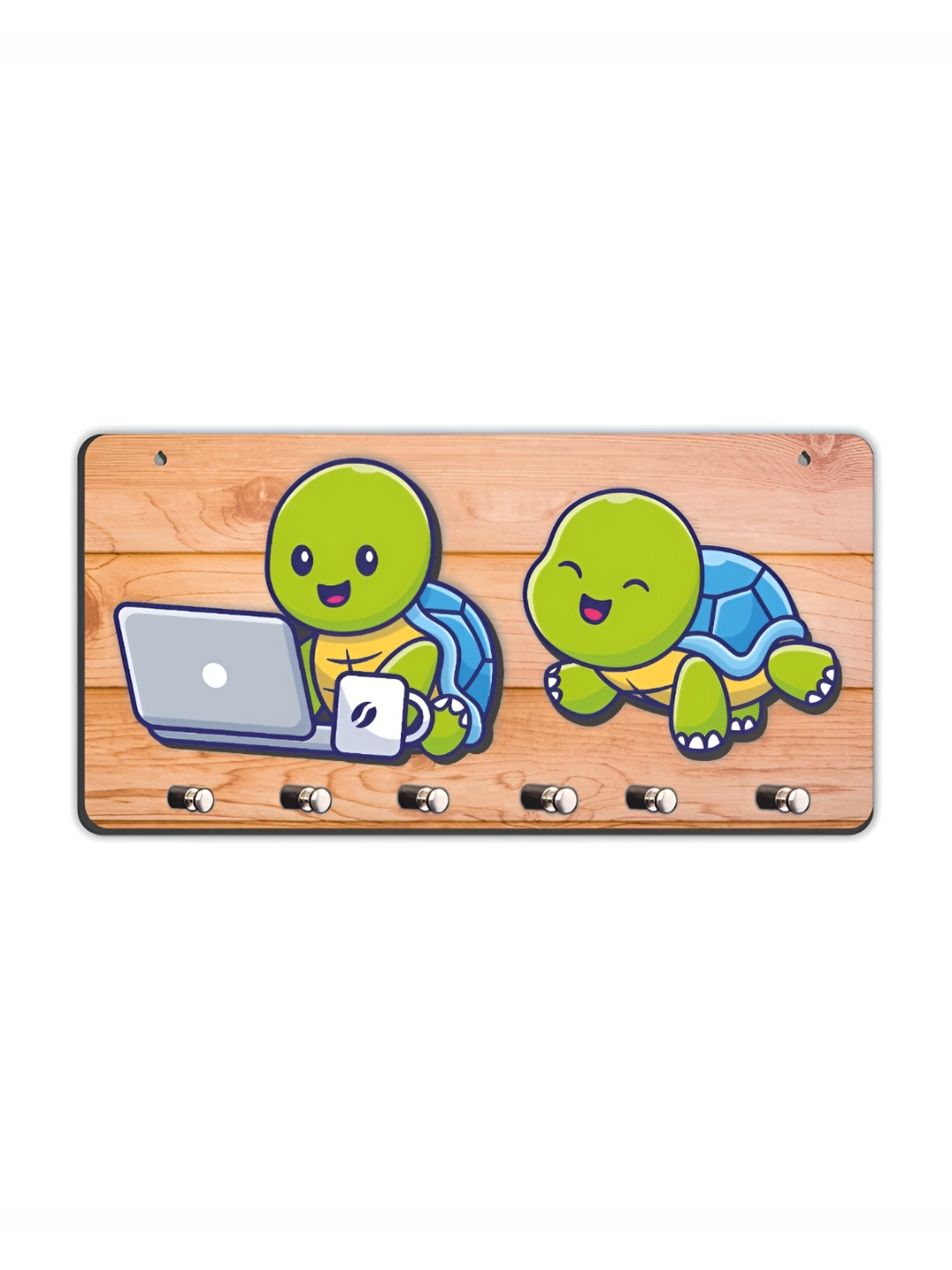 

CVANU Brown & Green Printed Wooden Key Holders
