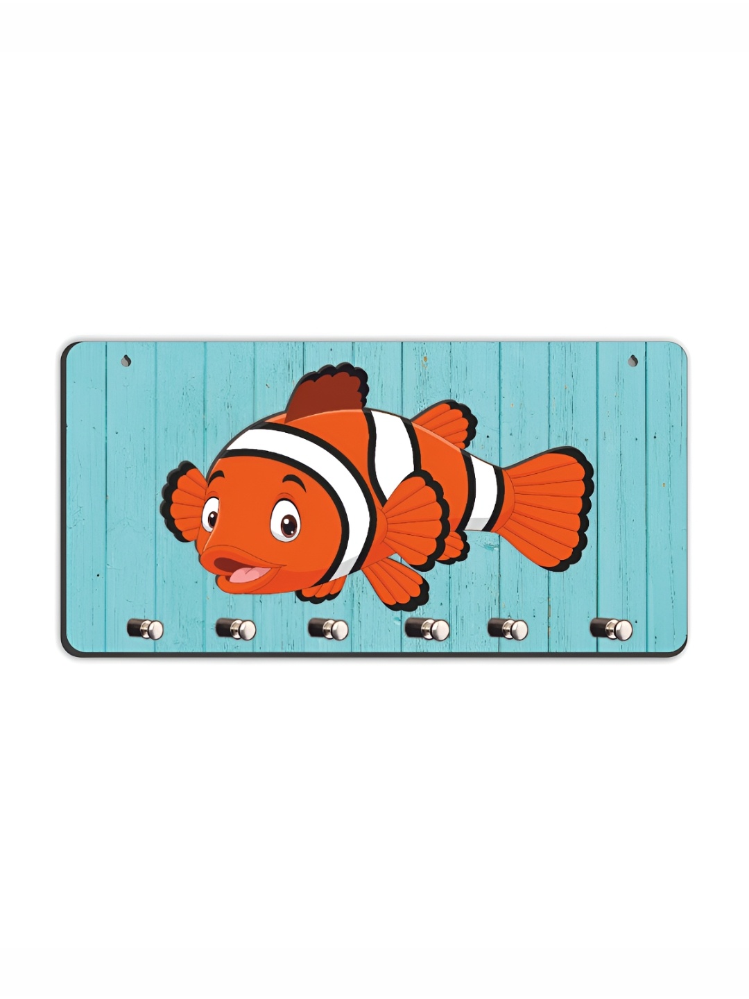 

CVANU Blue & Orange Printed Wooden Key Holder
