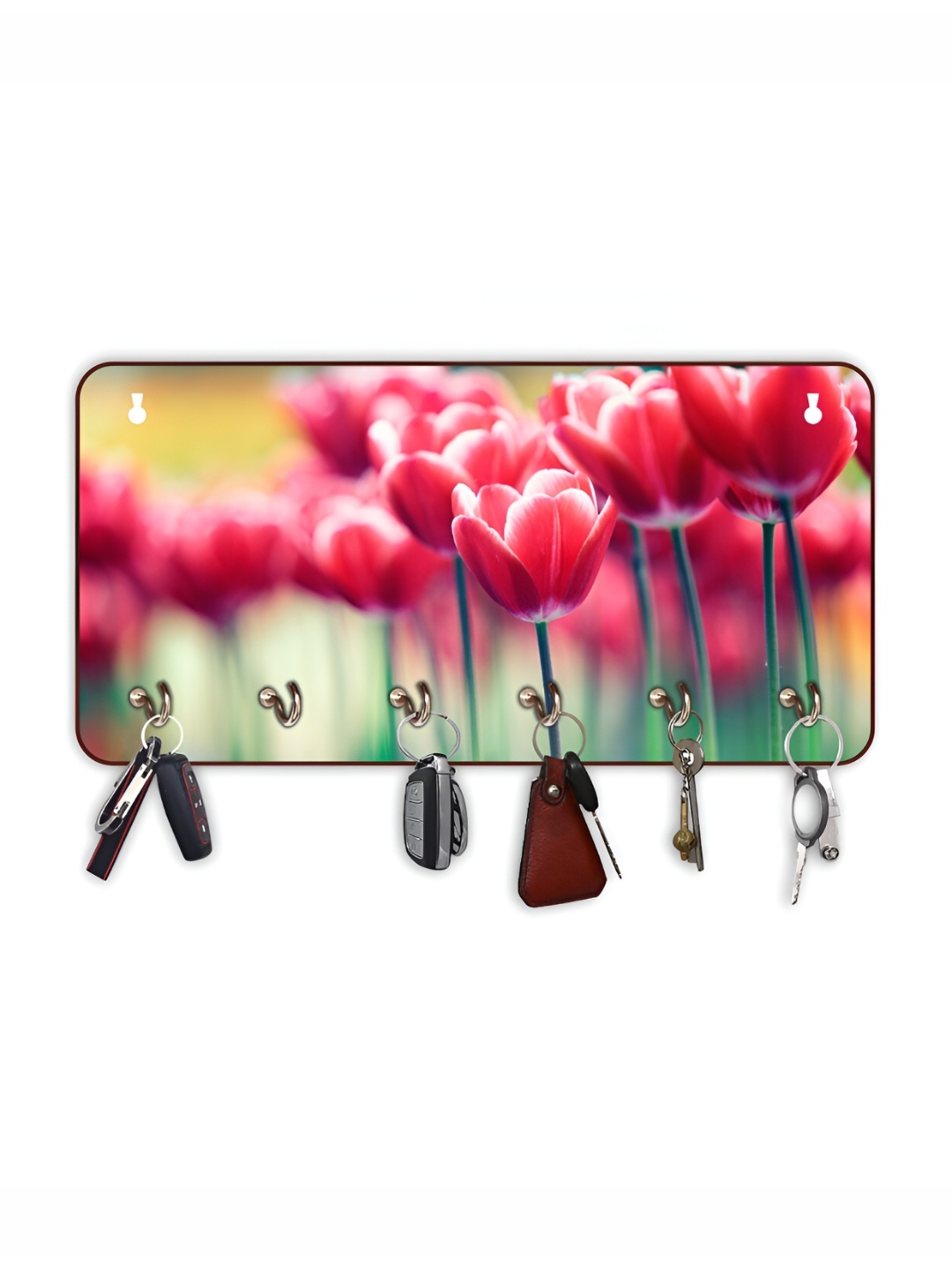

CVANU Pink & Green Printed Wooden Key Holder