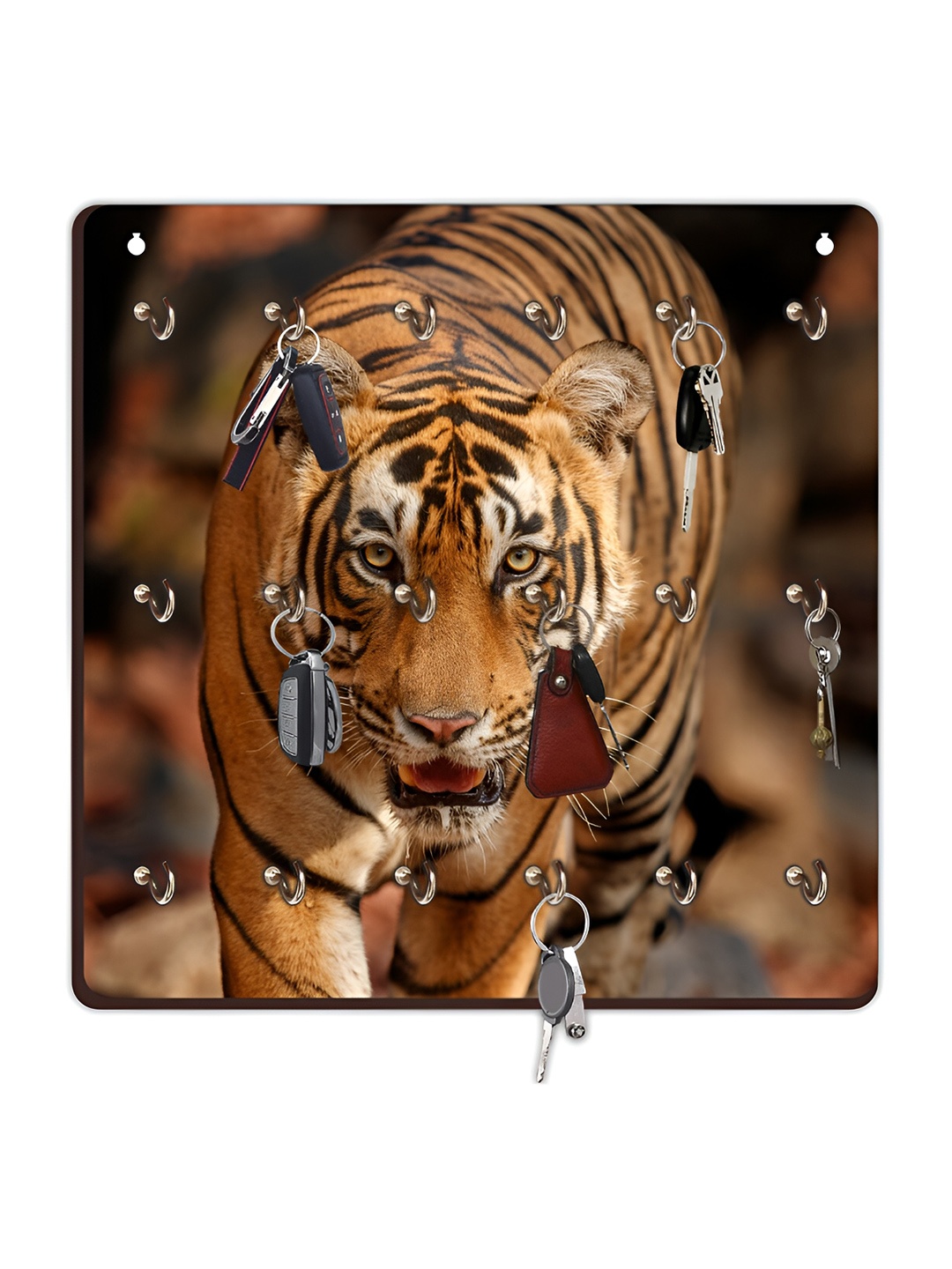 

CVANU Brown & Black Printed Wooden 18 Hooks Key Holders
