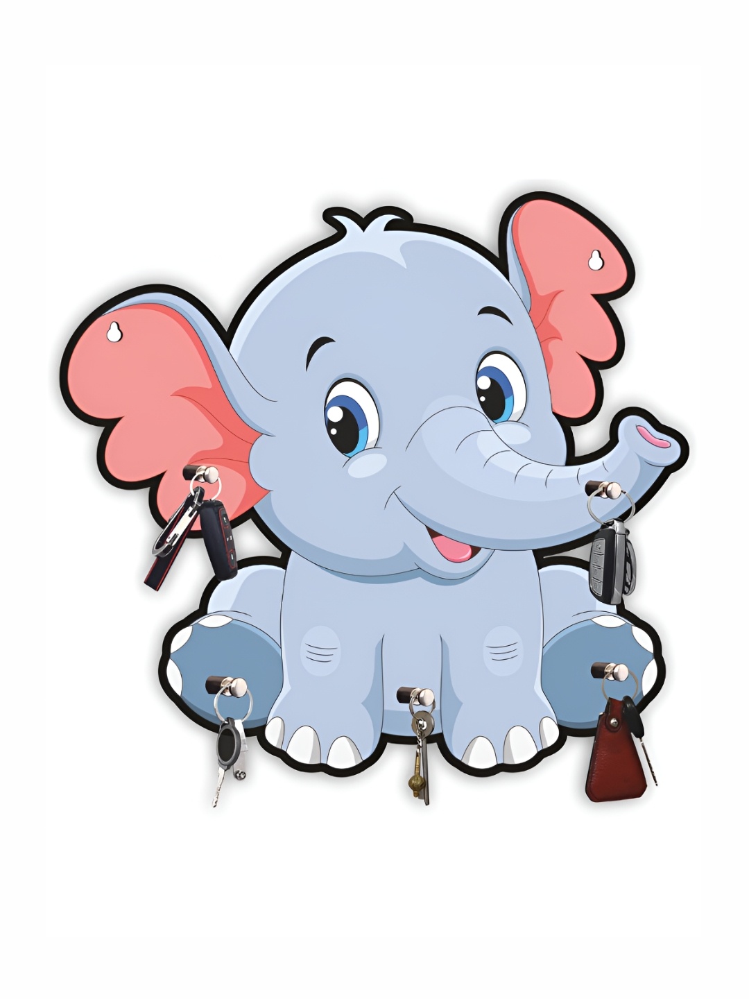 

CVANU Blue & Peach Wooden Elephant Key Holders