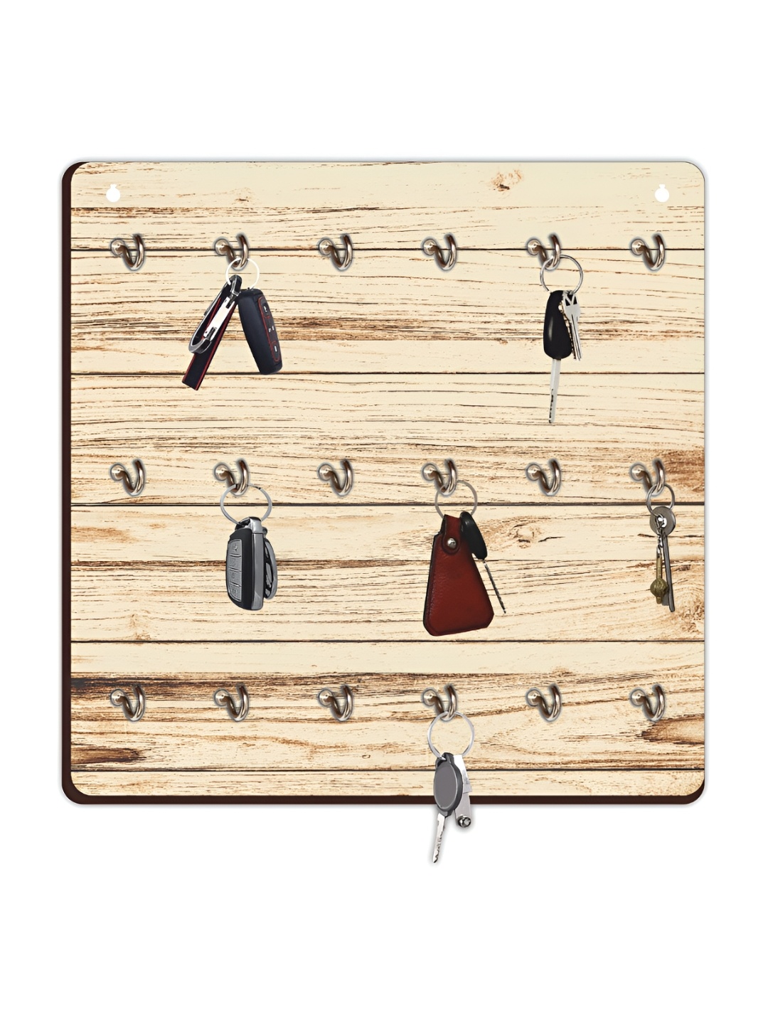 

CVANU Brown & Beige Wooden 18 Hooks Key Holders