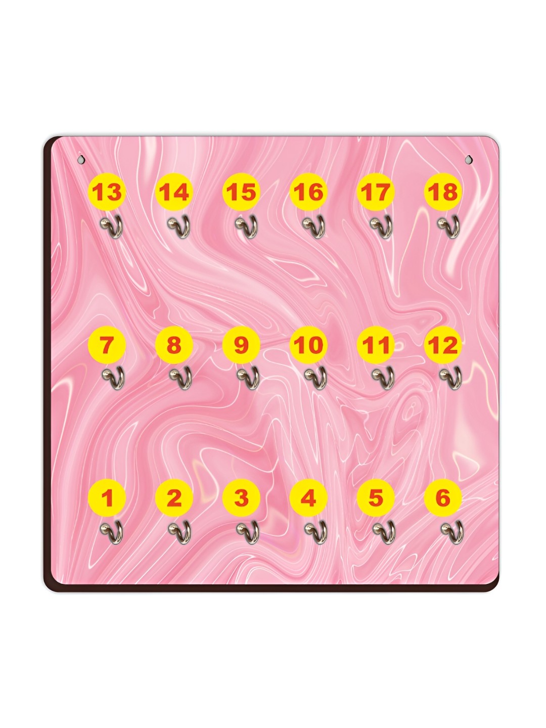 

CVANU Pink & White Printed Wooden 18 Hooks Key Holders