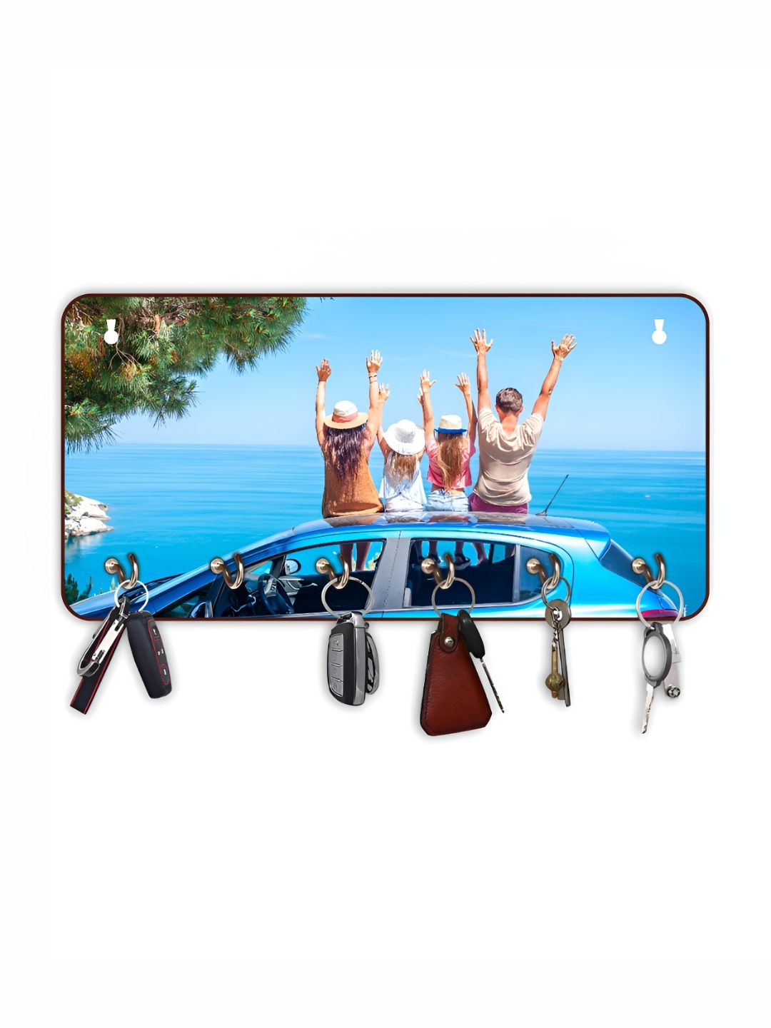 

CVANU Blue & Green Printed Wooden 6 Hooks Key Holders