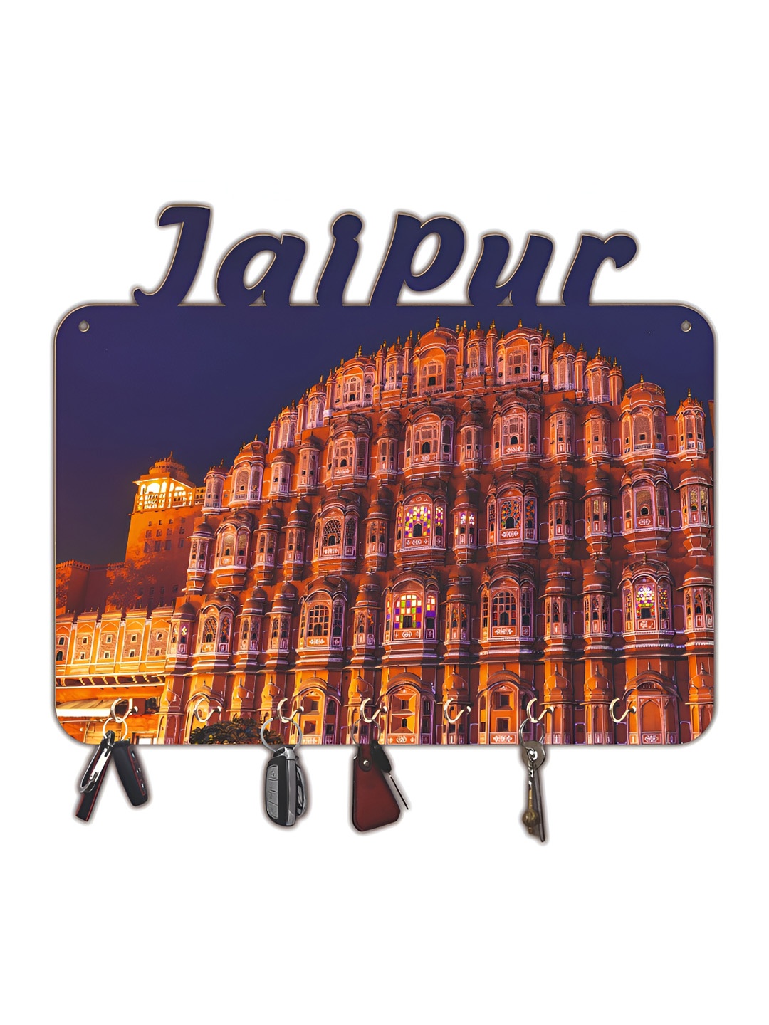 

CVANU Brown Printed Wooden Key Holder