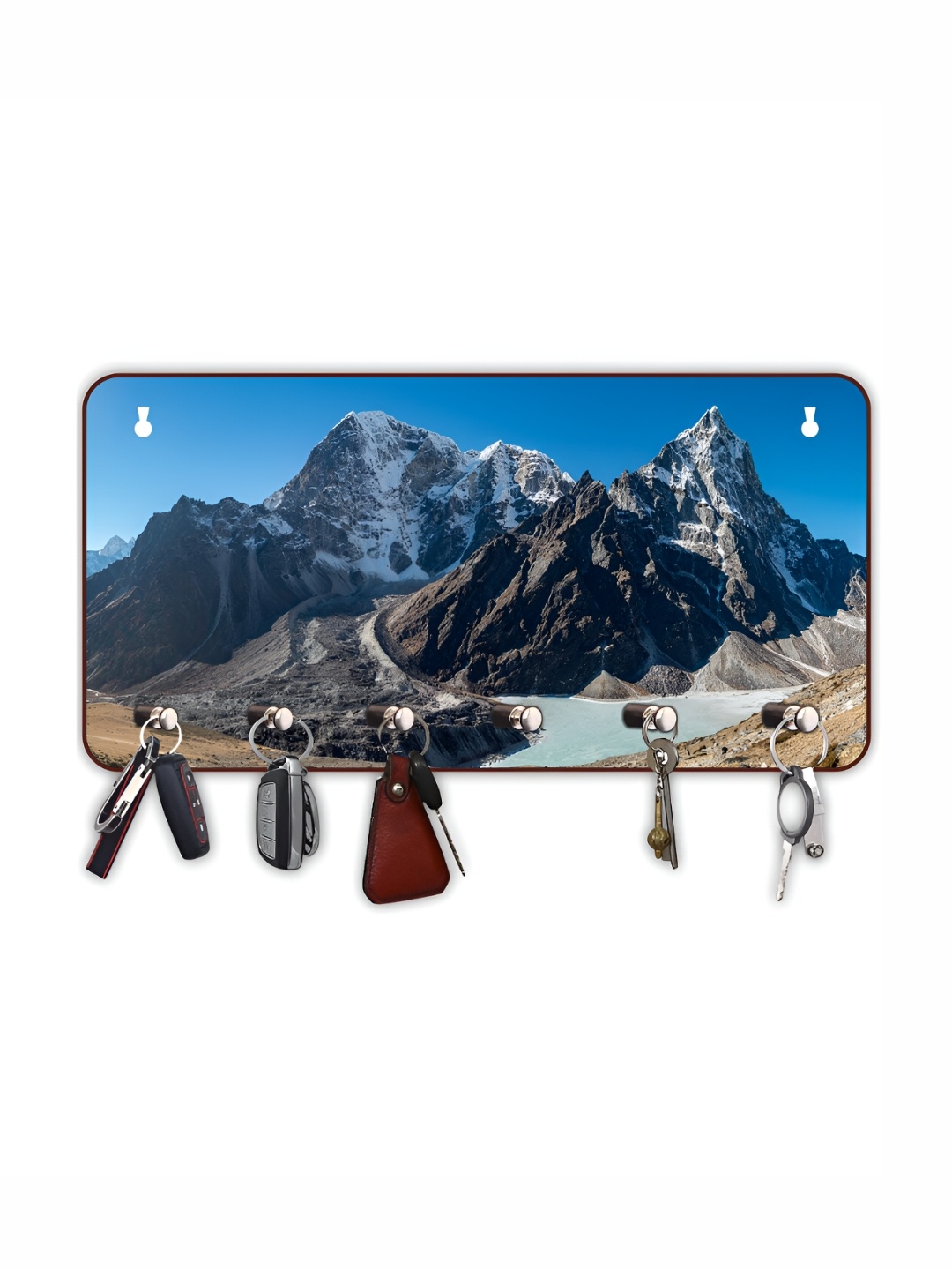 

CVANU Blue & Grey Printed Wooden 6 Hooks Key Holder