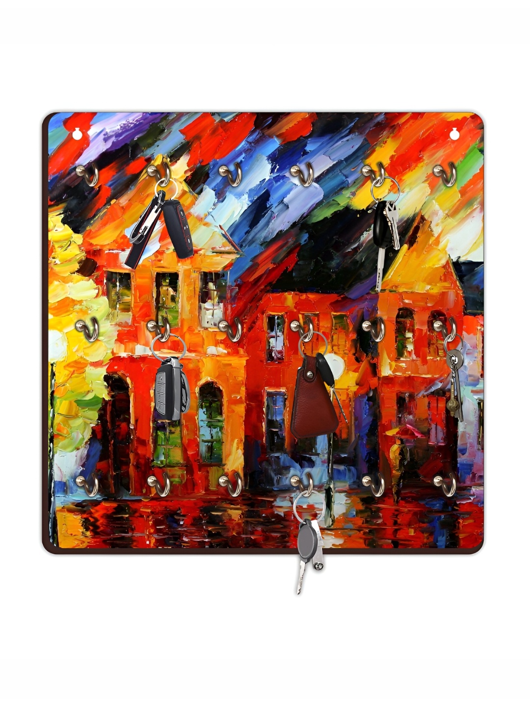 

CVANU Red & Blue Printed Wooden Key Holders