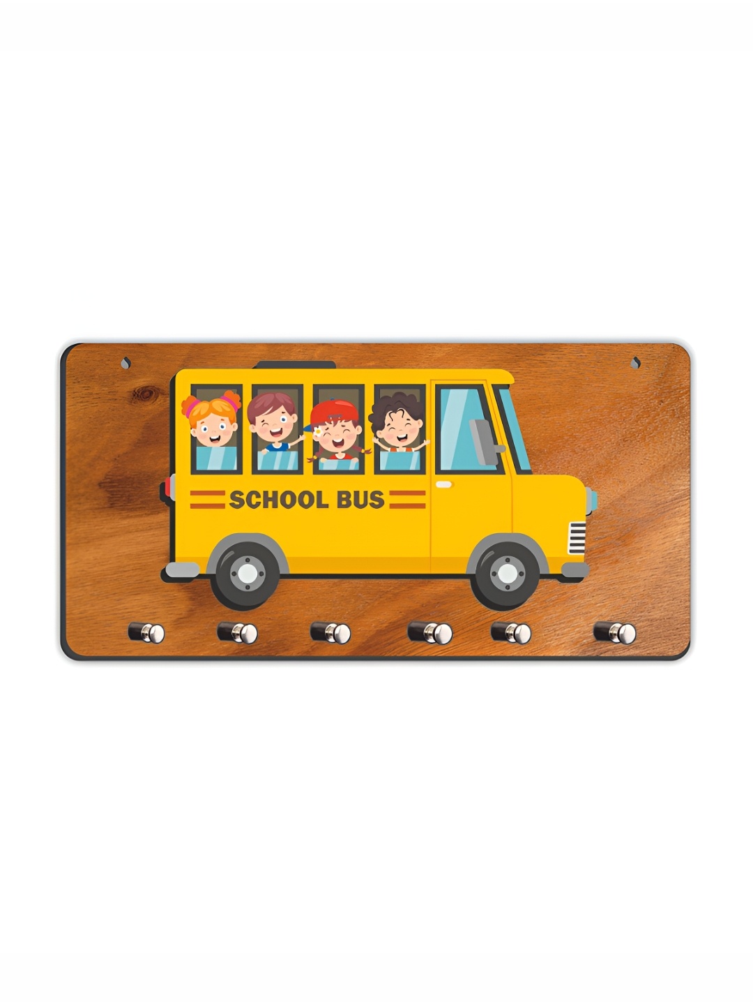 

CVANU Brown & Yellow Printed Wooden Key Holders