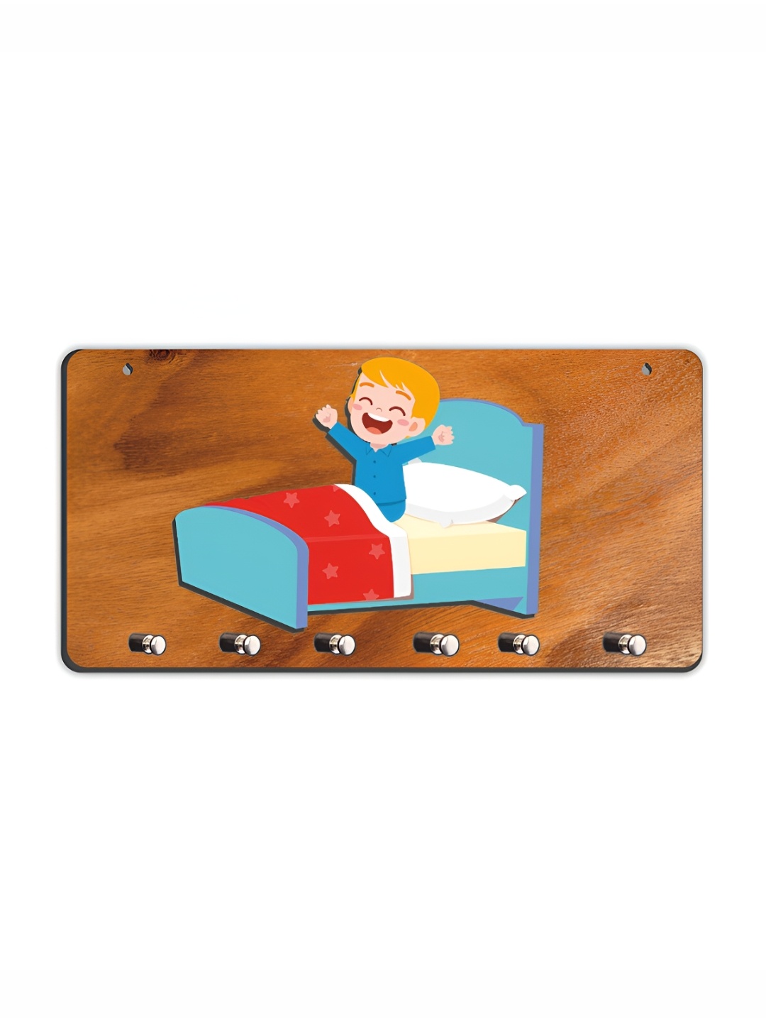 

CVANU Brown & Blue Printed Wooden Key Holders