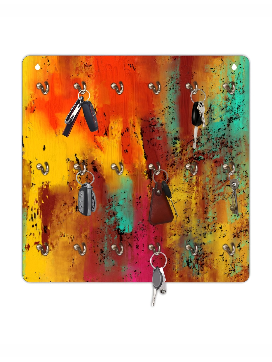 

CVANU Yellow & Red Printed Wooden Key Holders