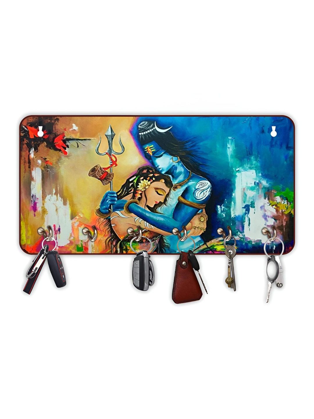 

CVANU Blue & Brown Printed Wooden Key Holders