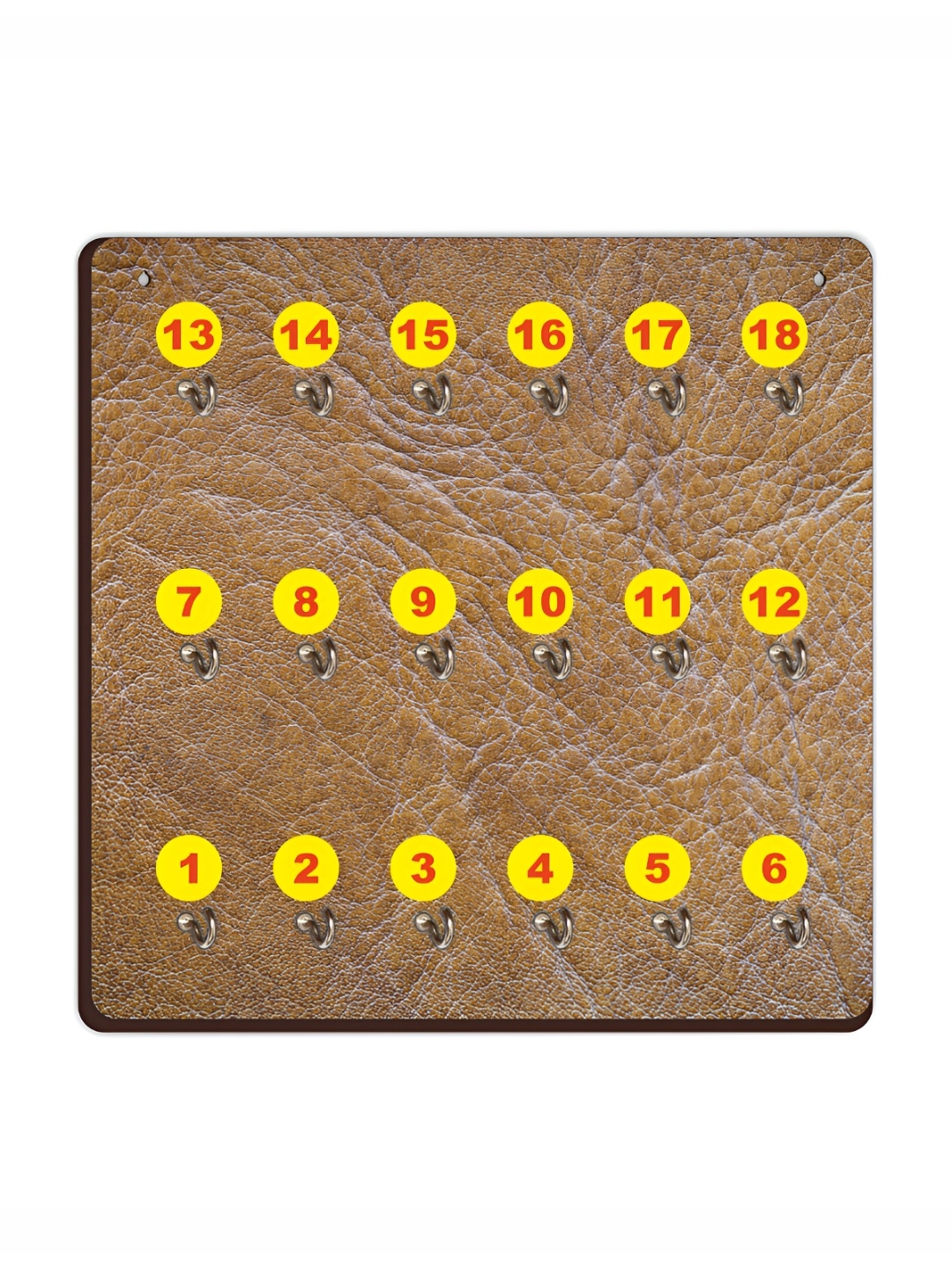 

CVANU Brown & Yellow Printed Wooden 18 Hooks Key Holder