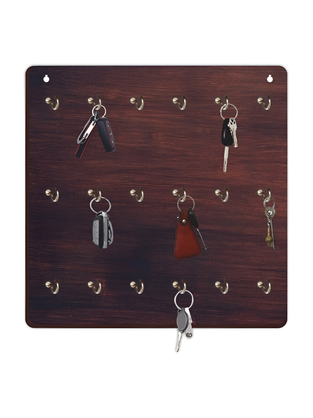 

CVANU Brown Printed Wooden 18 Hooks Key Holder