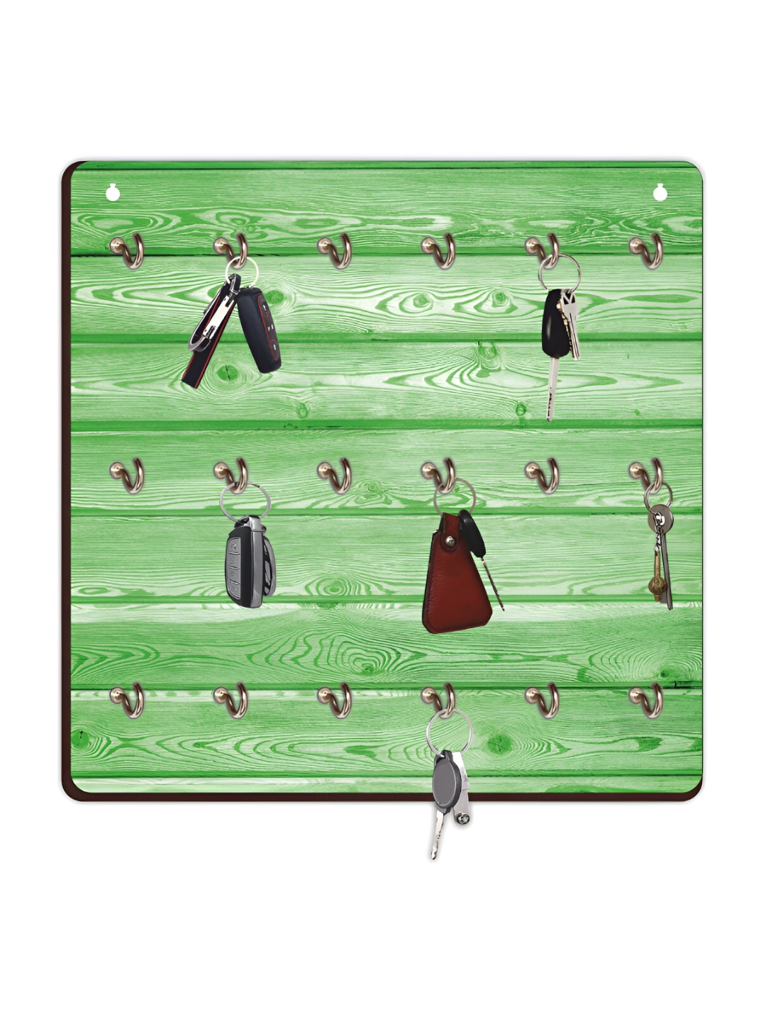 

CVANU Green Printed Wooden 18 Hooks Key Holder