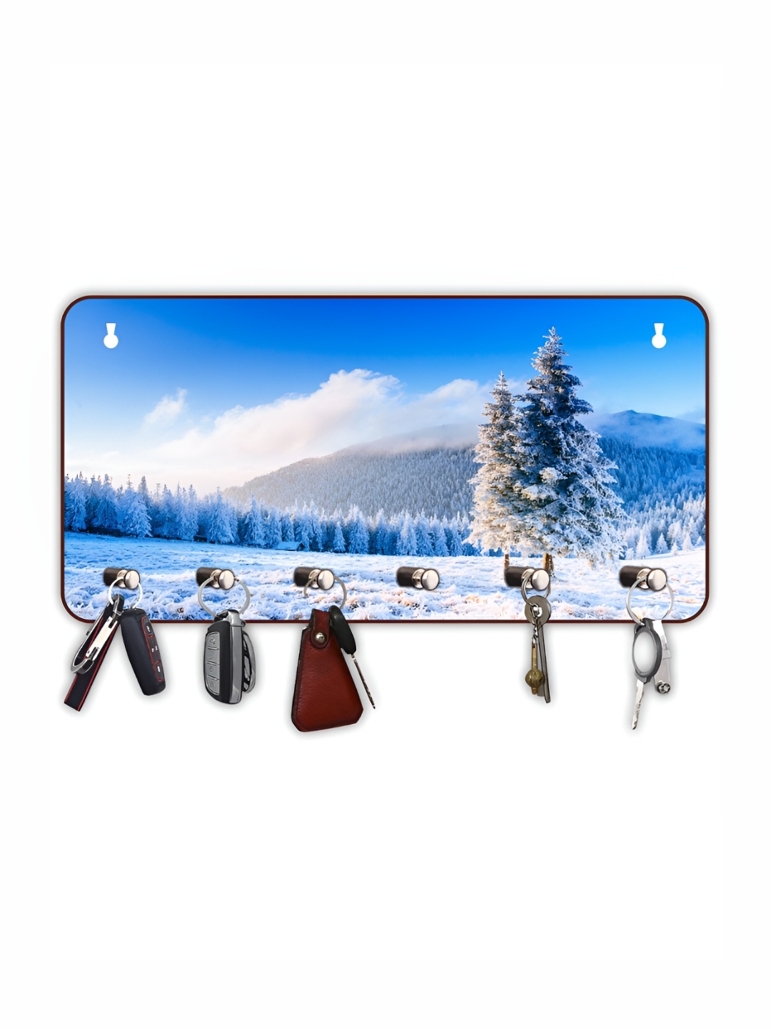

CVANU Blue & White Printed Wooden 6 Hooks Key Holders
