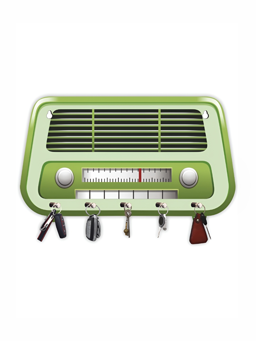 

CVANU Green Printed Wooden 5 Hooks Key Holders