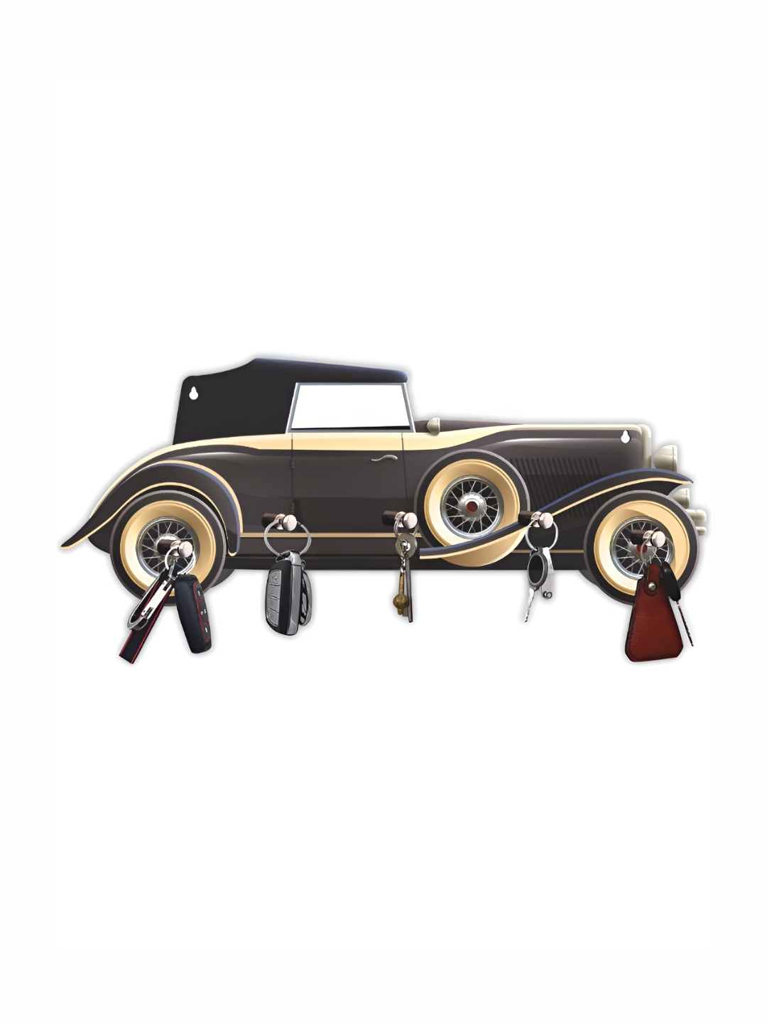 

CVANU Grey Wooden 5 Hooks Key Holders