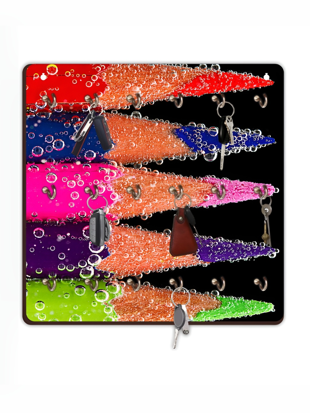 

CVANU Black & Brown Printed Wooden 18 Hooks Key Holders