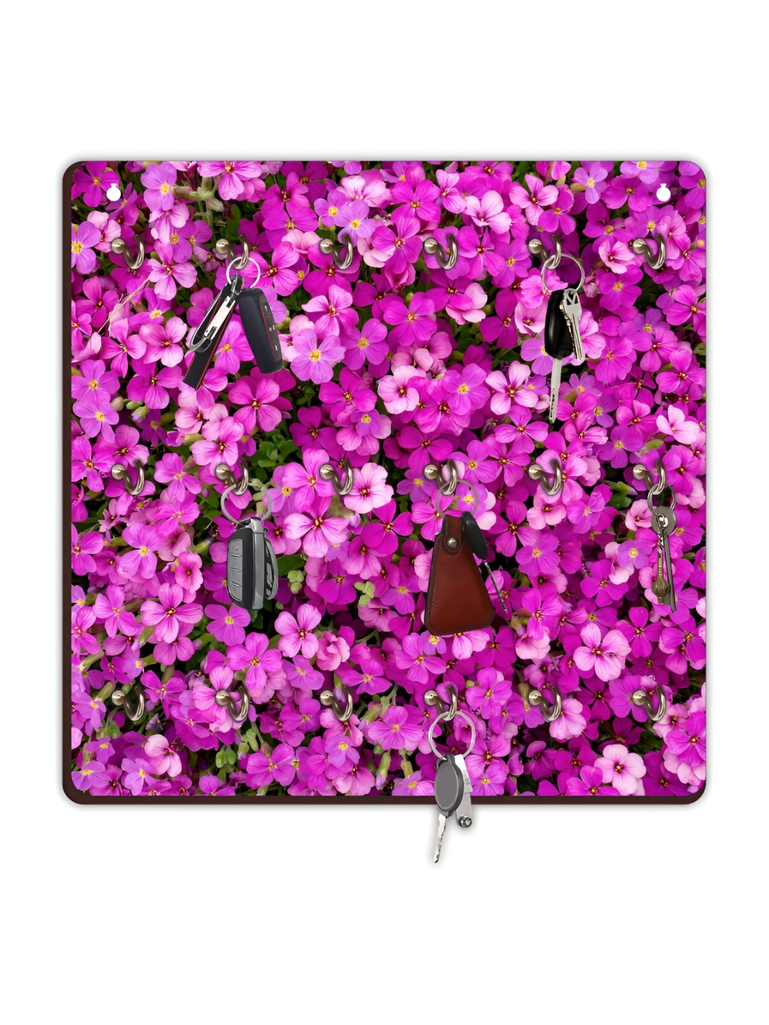 

CVANU Purple & Green Printed Wooden 18 Hooks Key Holders