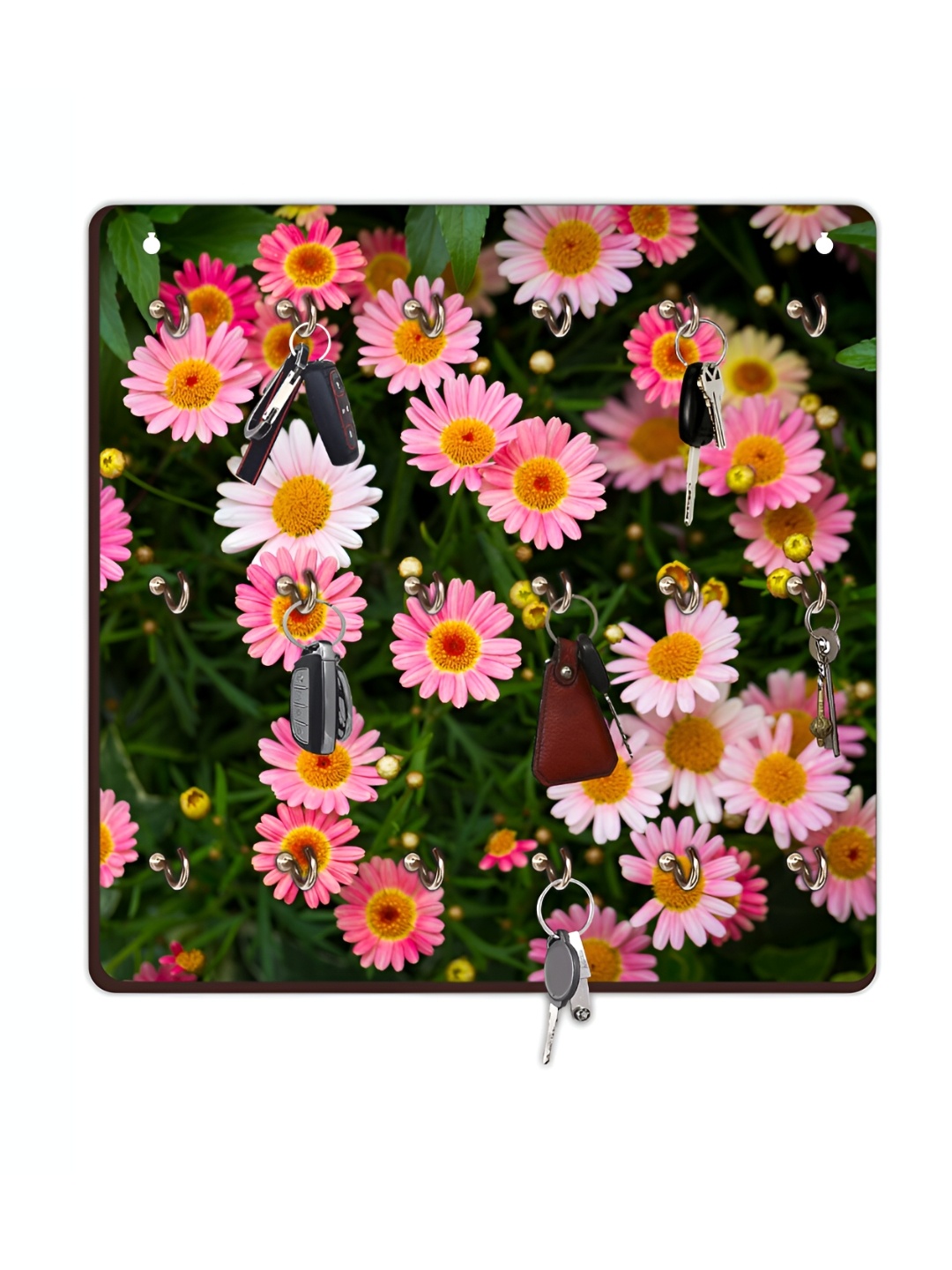 

CVANU Pink & Green Printed Wooden 18 Hooks Key Holders