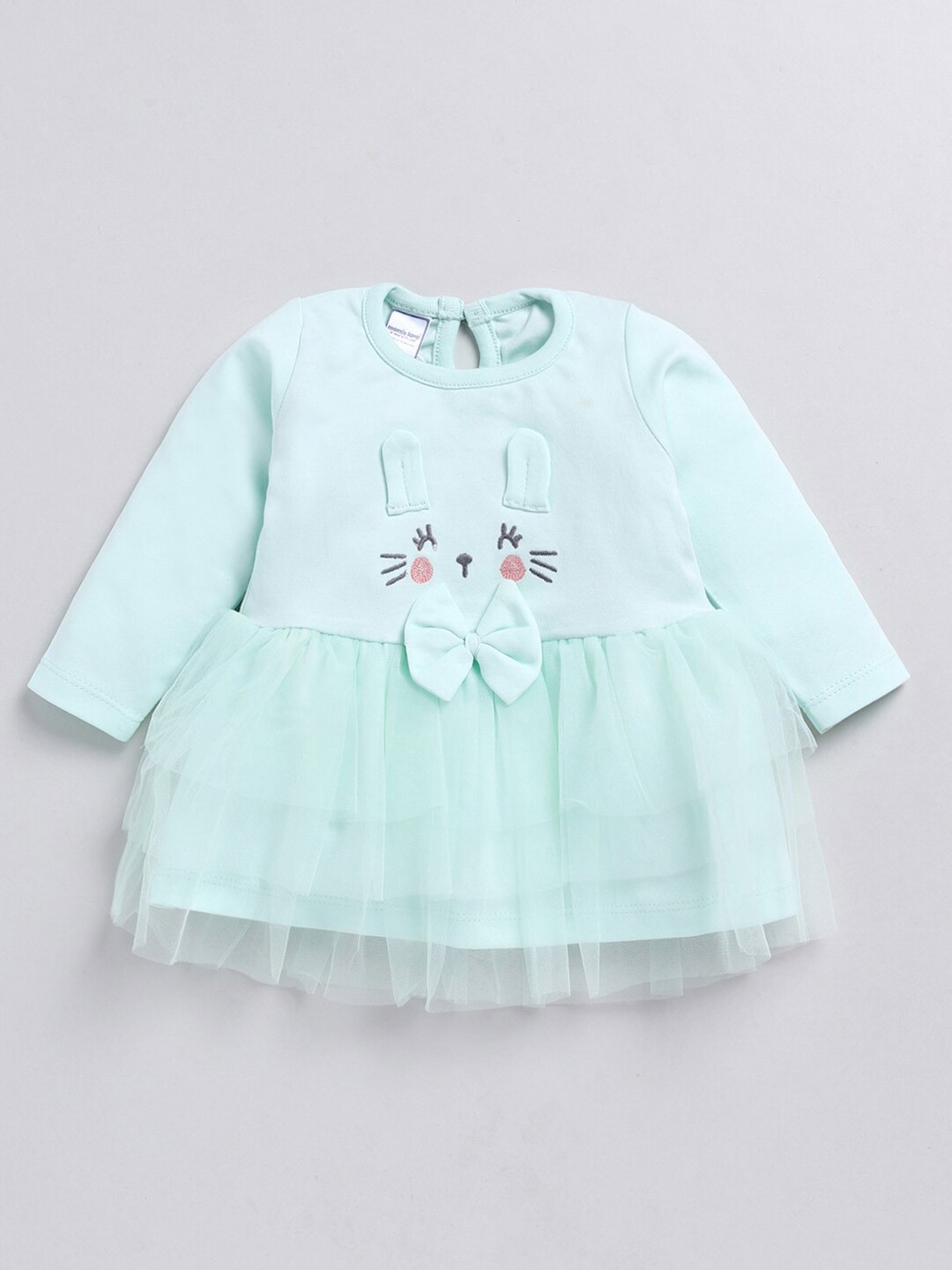 

Moms Love Girls Embroidered Fit and Flare Pure Cotton Dress, Green