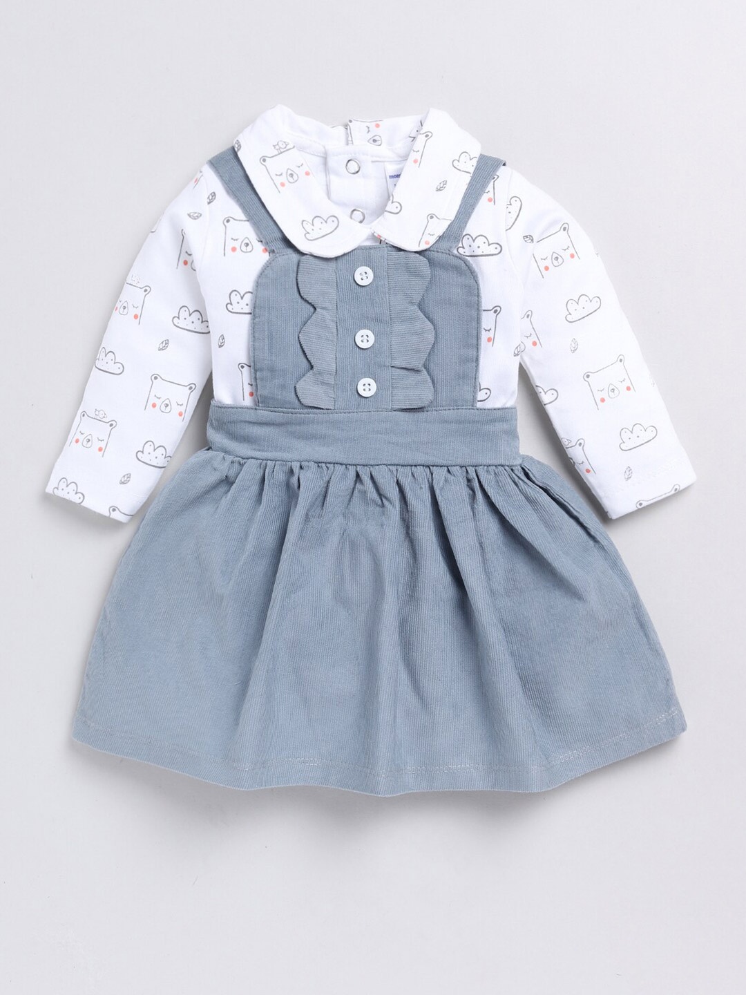 

Moms Love Girls Peter Pan Collar Cotton Pinafore Dress, Grey
