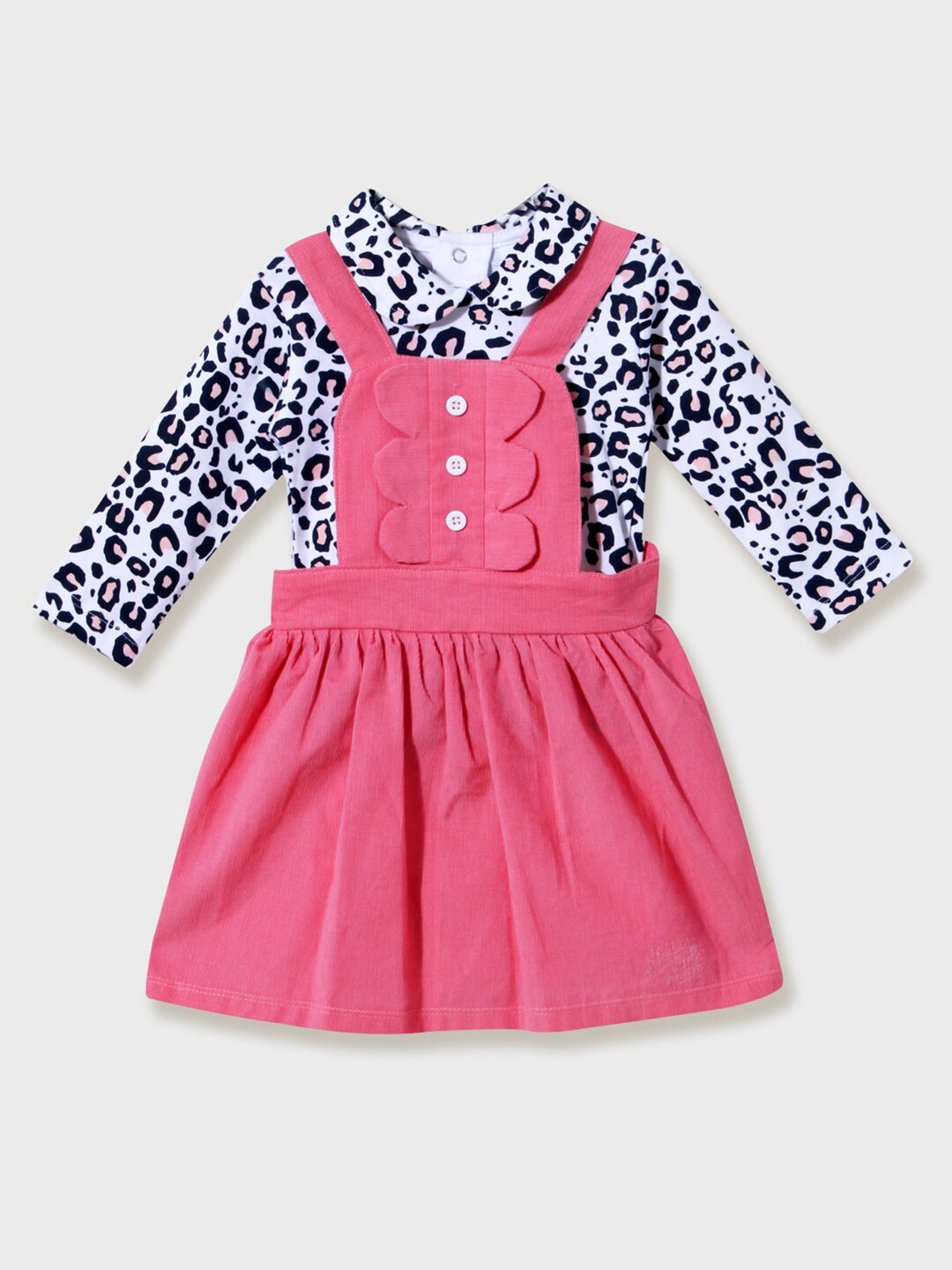 

Moms Love Girls Peter Pan Collar Cotton Long Dress, Pink