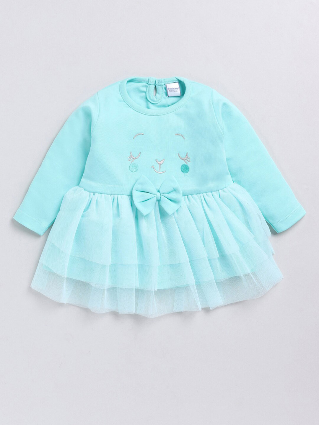 

Moms Love Infant Girls Embroidered Bow Pure Cotton A-Line Dress, Sea green