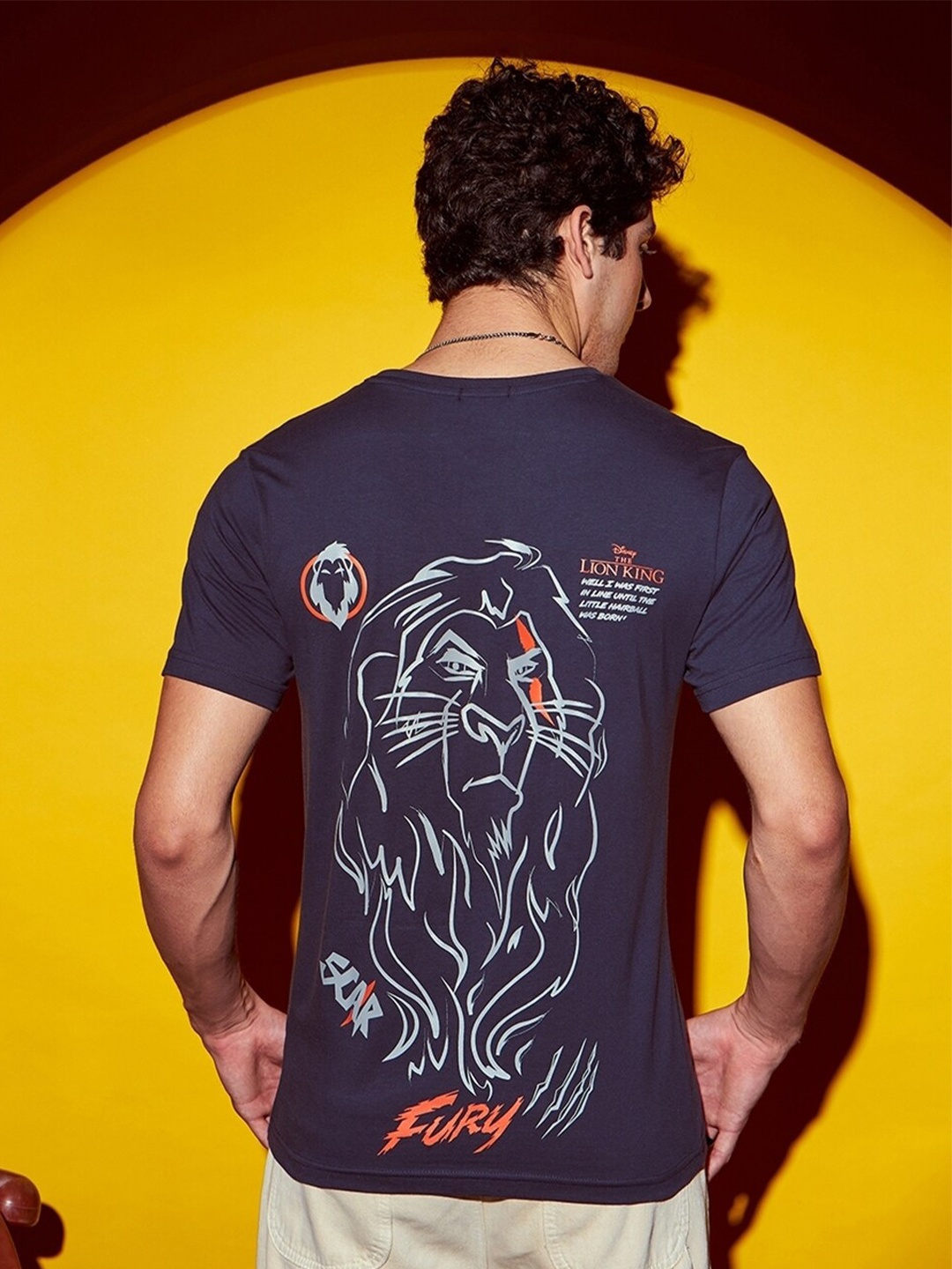

Bewakoof Navy Blue Scar Fury Graphic Printed Pure Cotton T-shirt