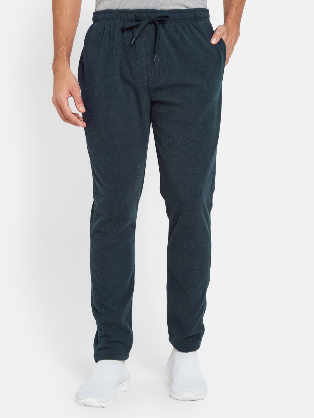 

Octave Men Fleece Mid-Rise Sports Track Pants, Navy blue